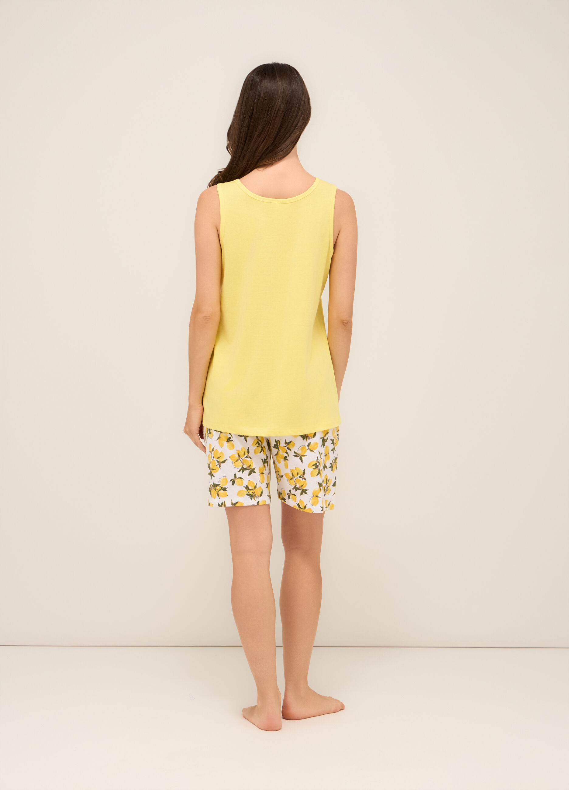 Set pigiama corto in jersey di puro cotone donna_1