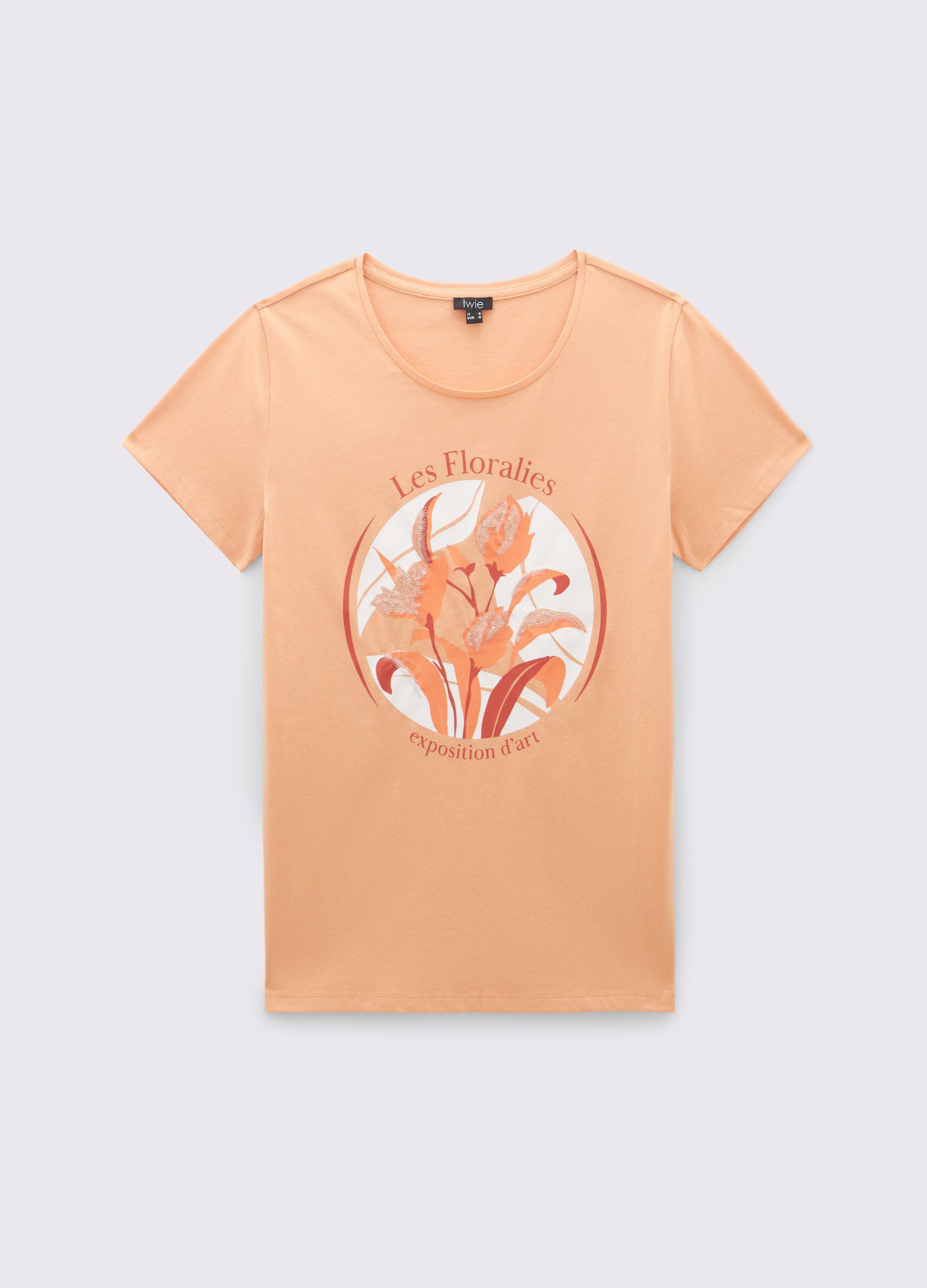 T-shirt in puro cotone con paillettes donna_0