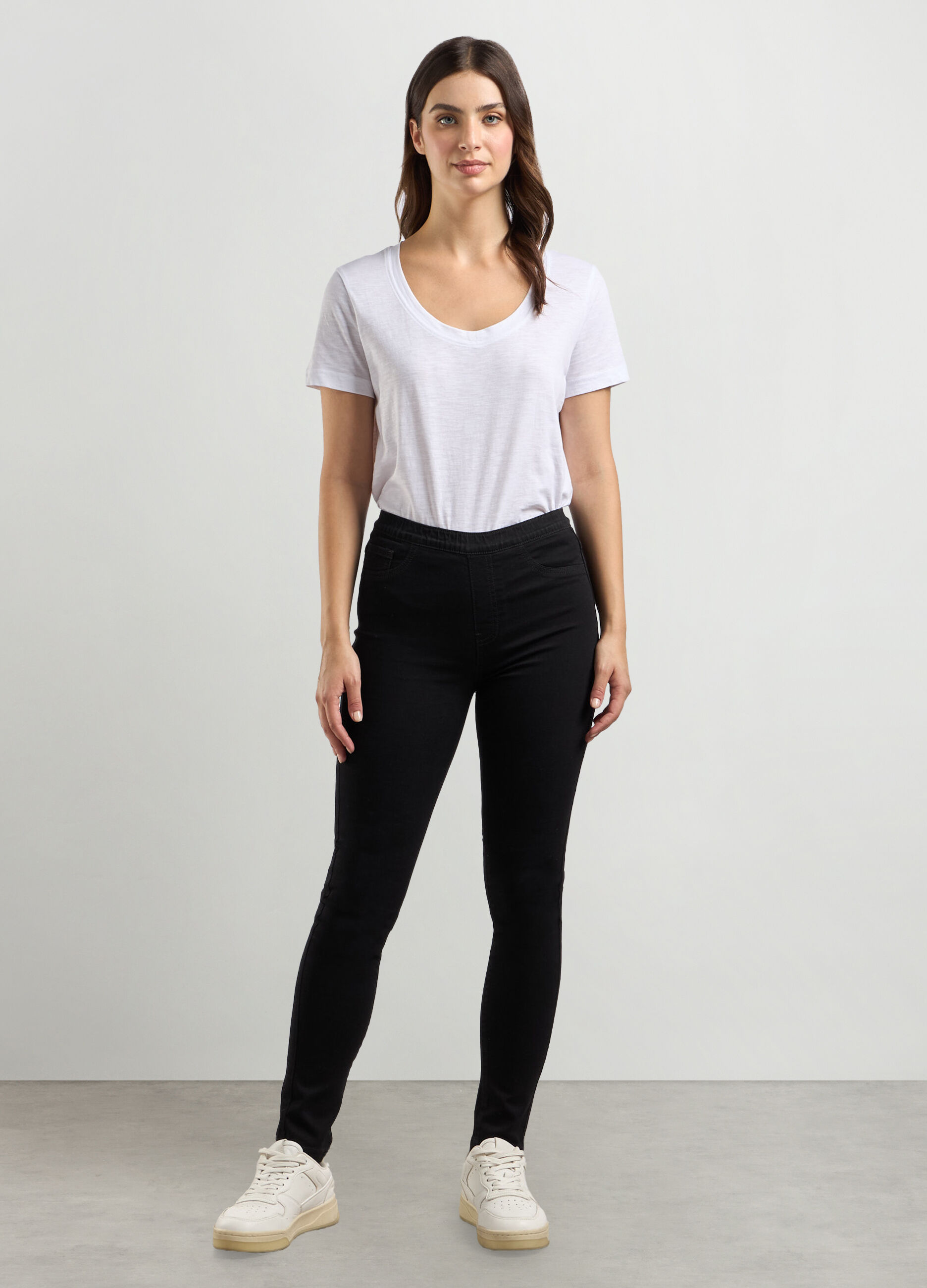 Jeggings in denim di misto cotone stretch donna_0