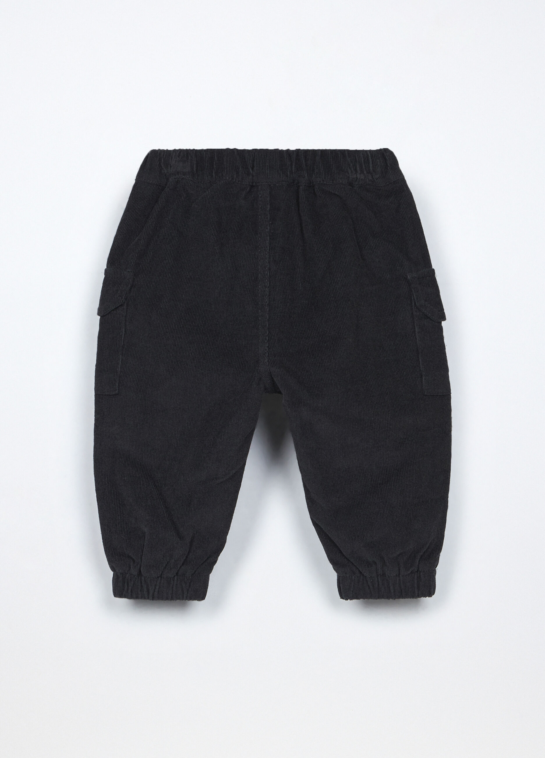 Jogger cargo in costina di puro cotone neonato_1