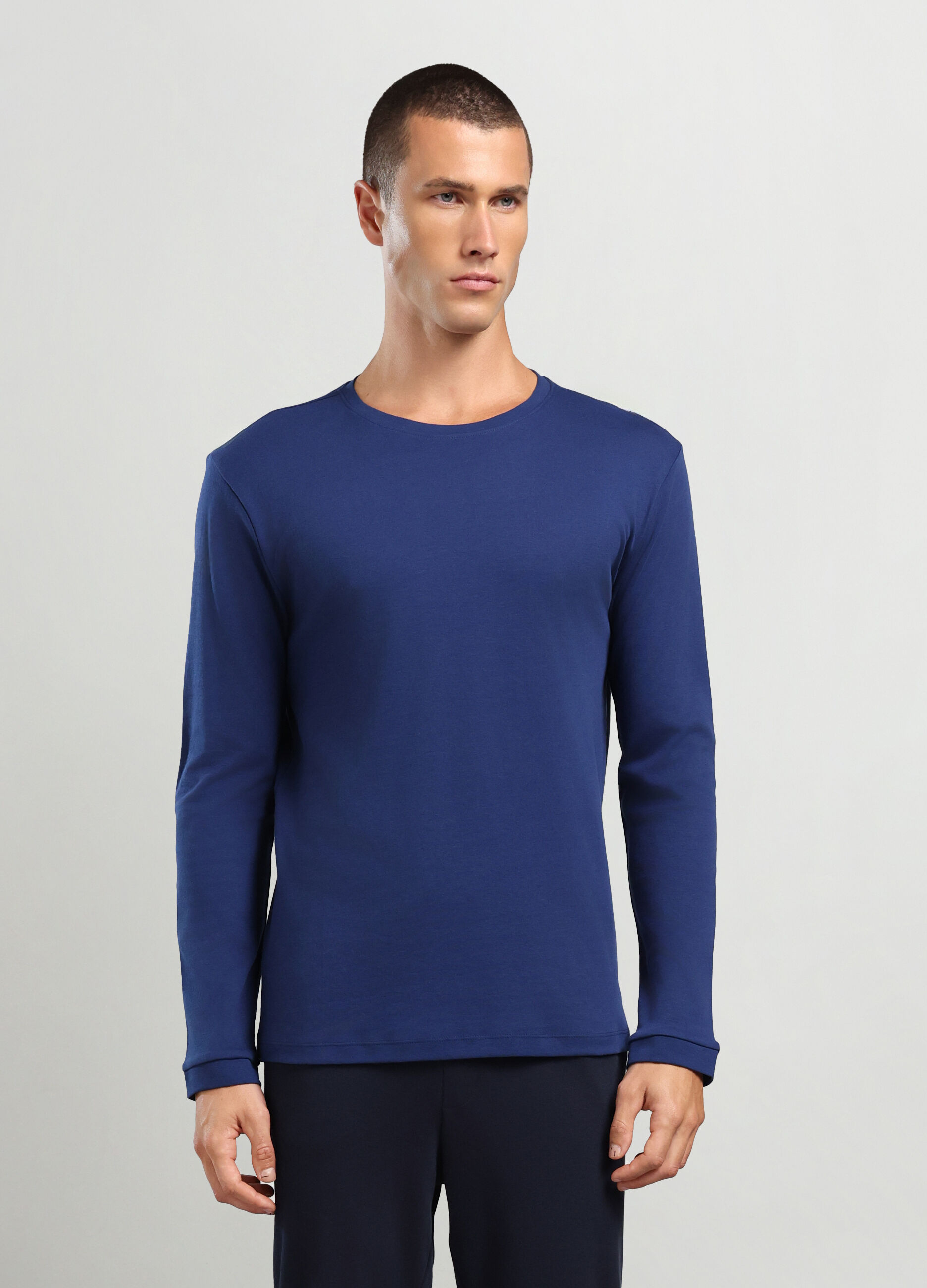 Maglietta a maniche lunghe in puro cotone uomo_0