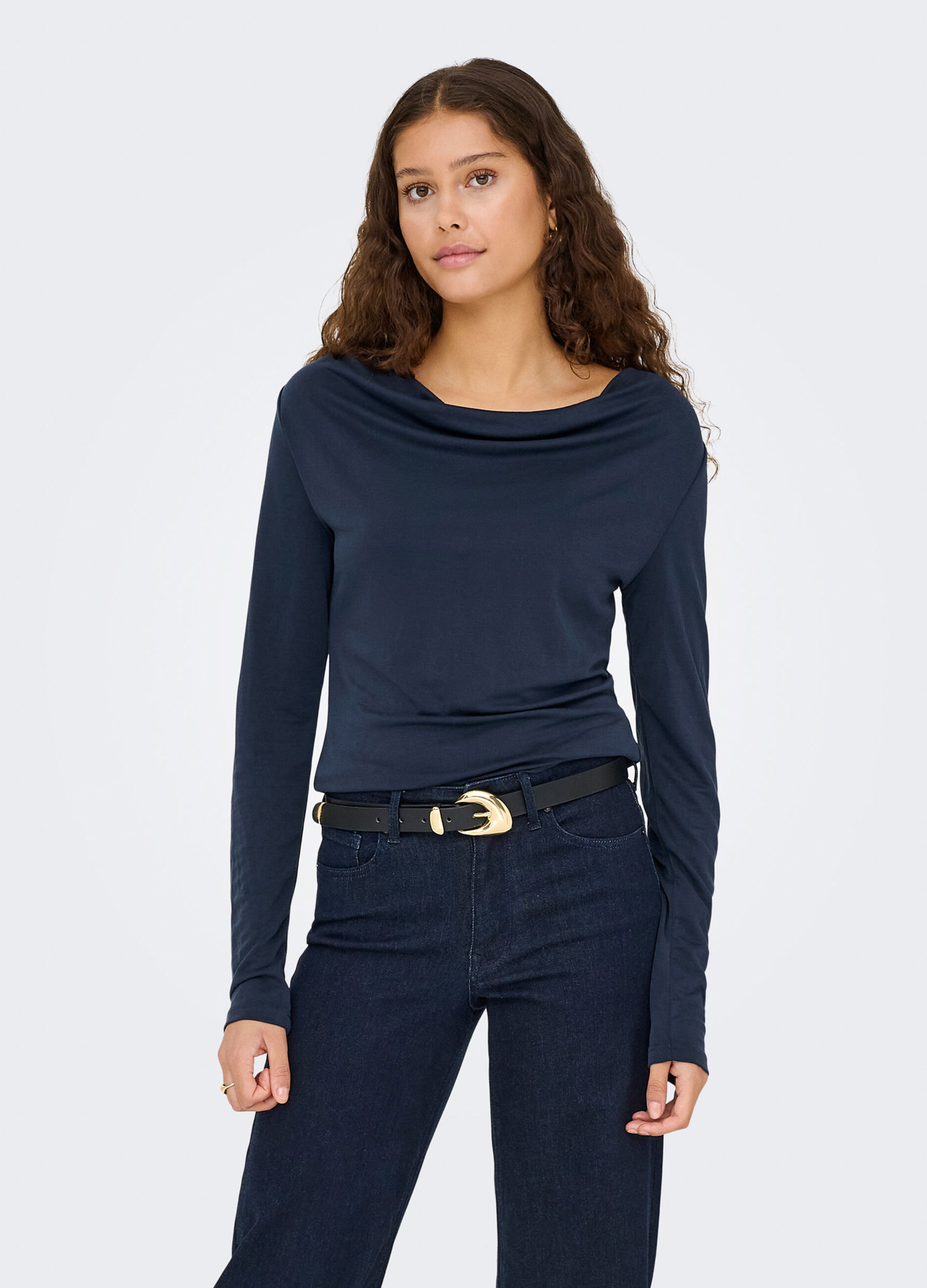 T-shirt con scollo drappeggiato donna_0