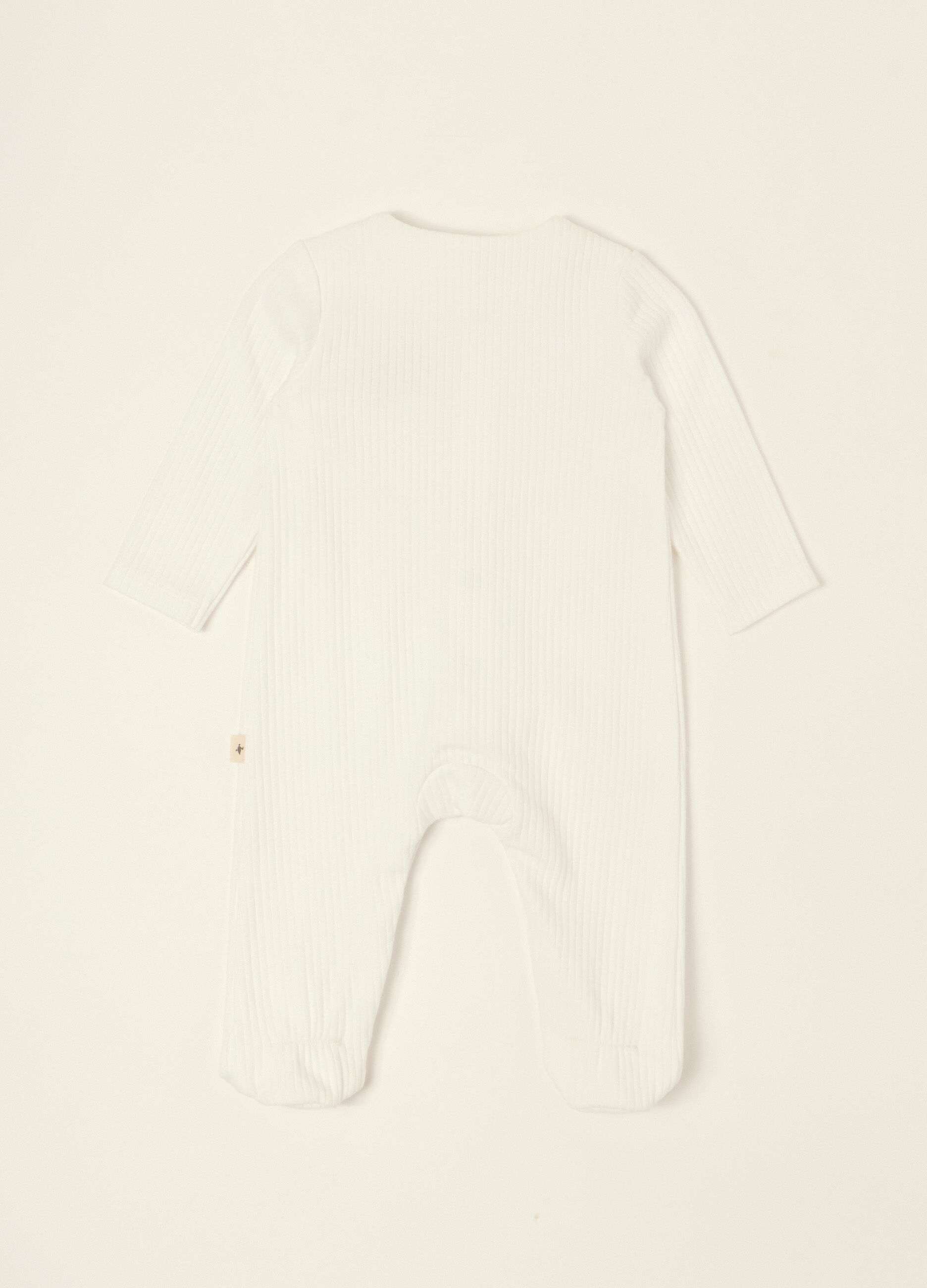 Tutina bianca a righe in cotone organico_1