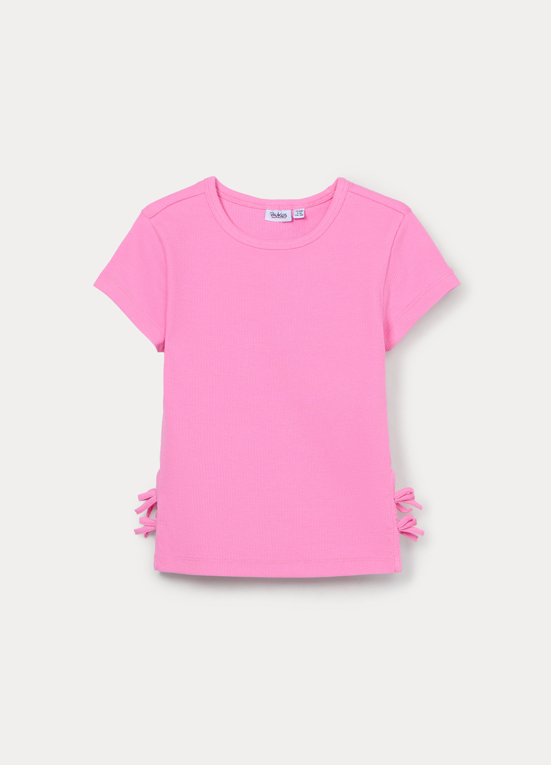 T-shirt in costina di cotone stretch ragazza_0