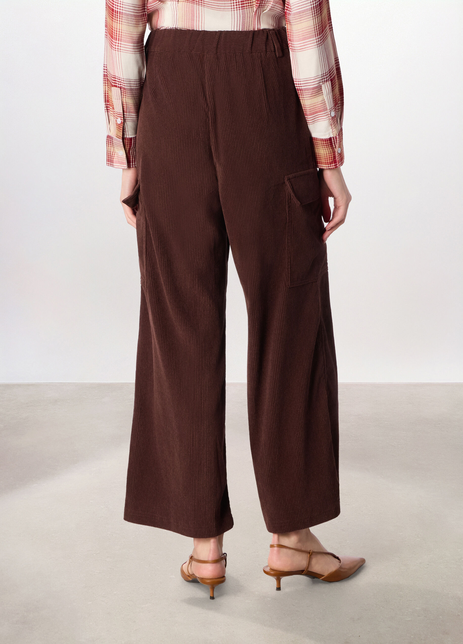 Pantalone palazzo in velluto a coste donna_1