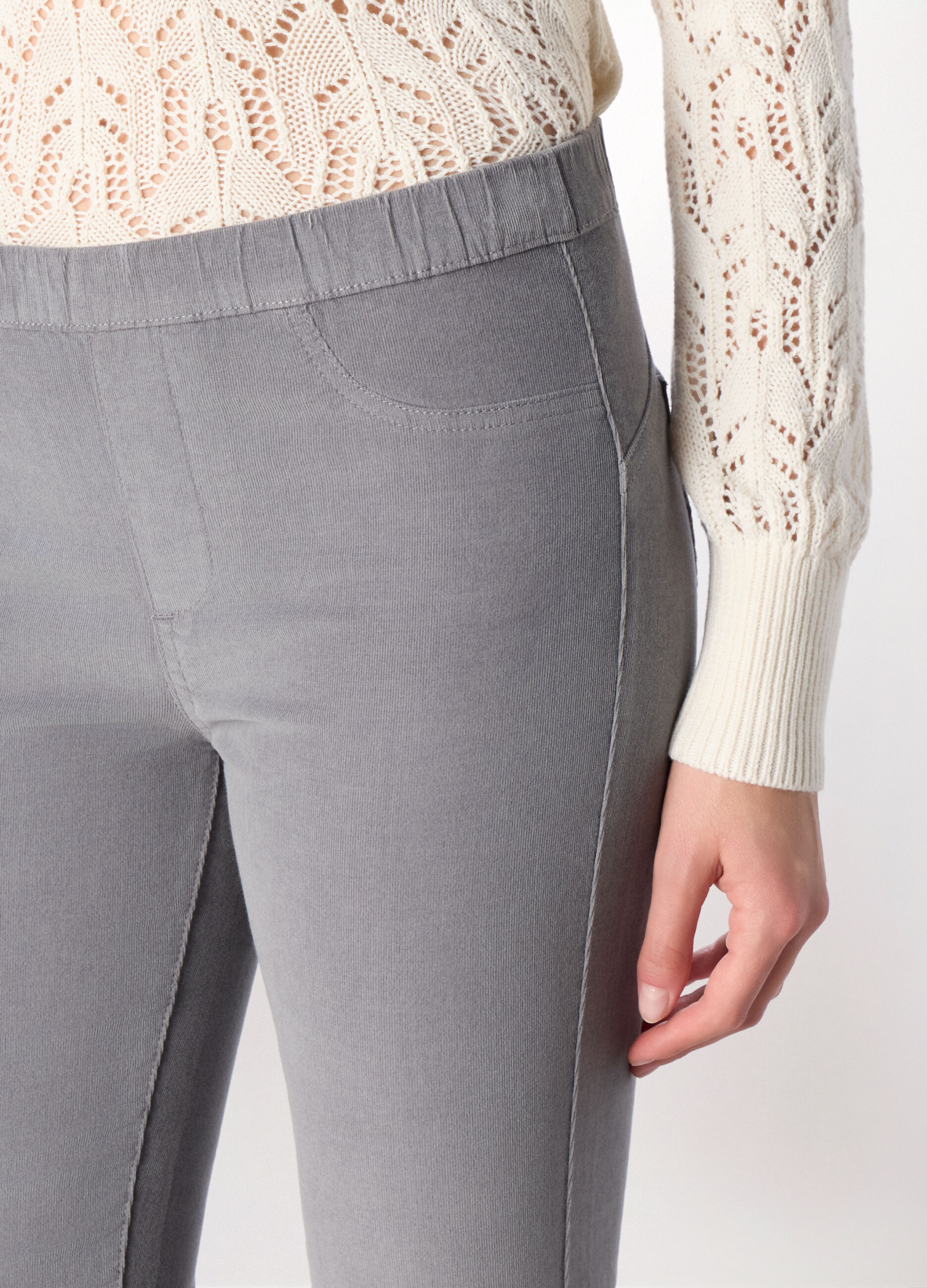 Treggings in velluto a coste di cotone stretch donna_2