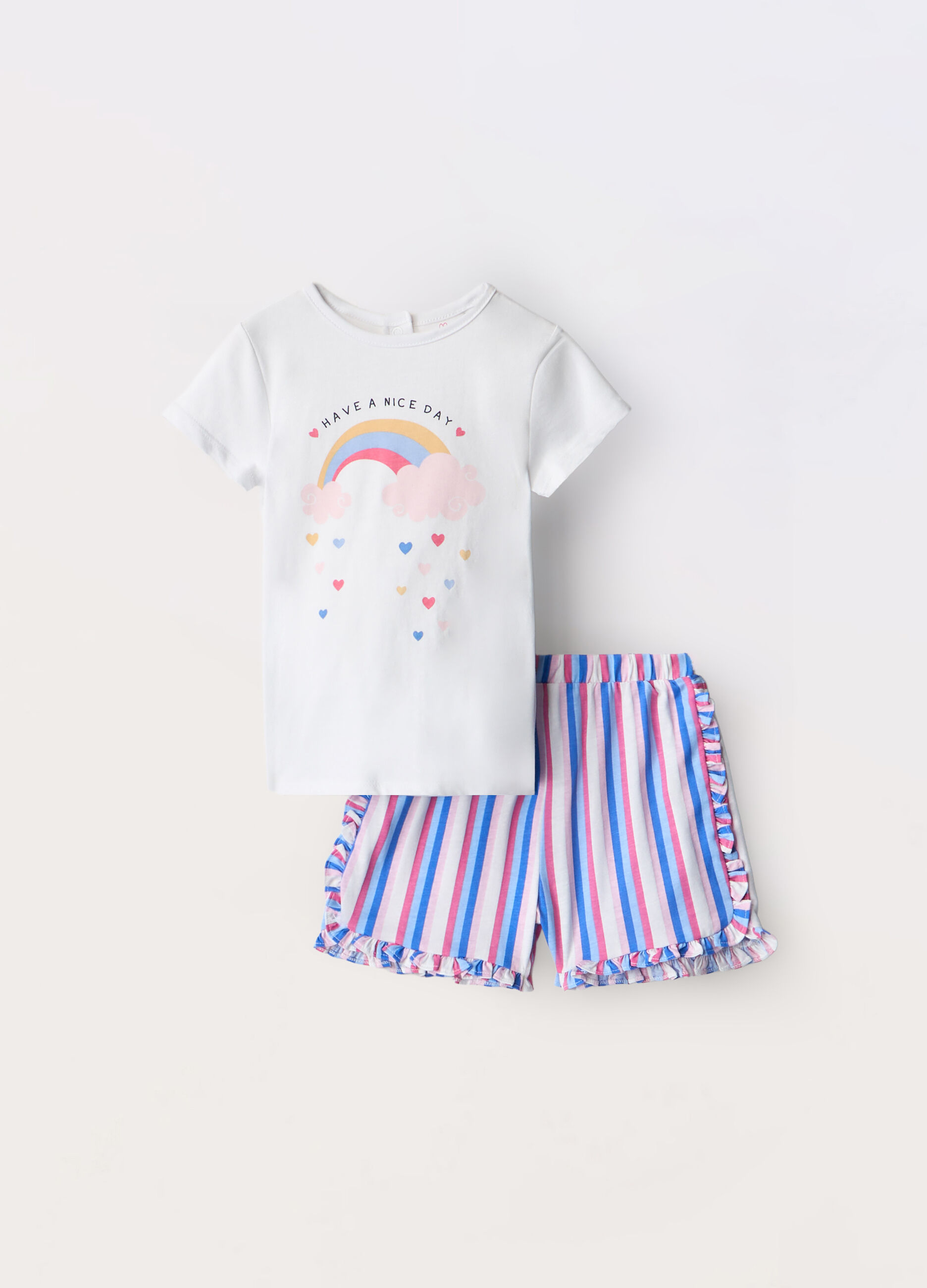 Set pigiama corto in jersey di puro cotone neonata_0