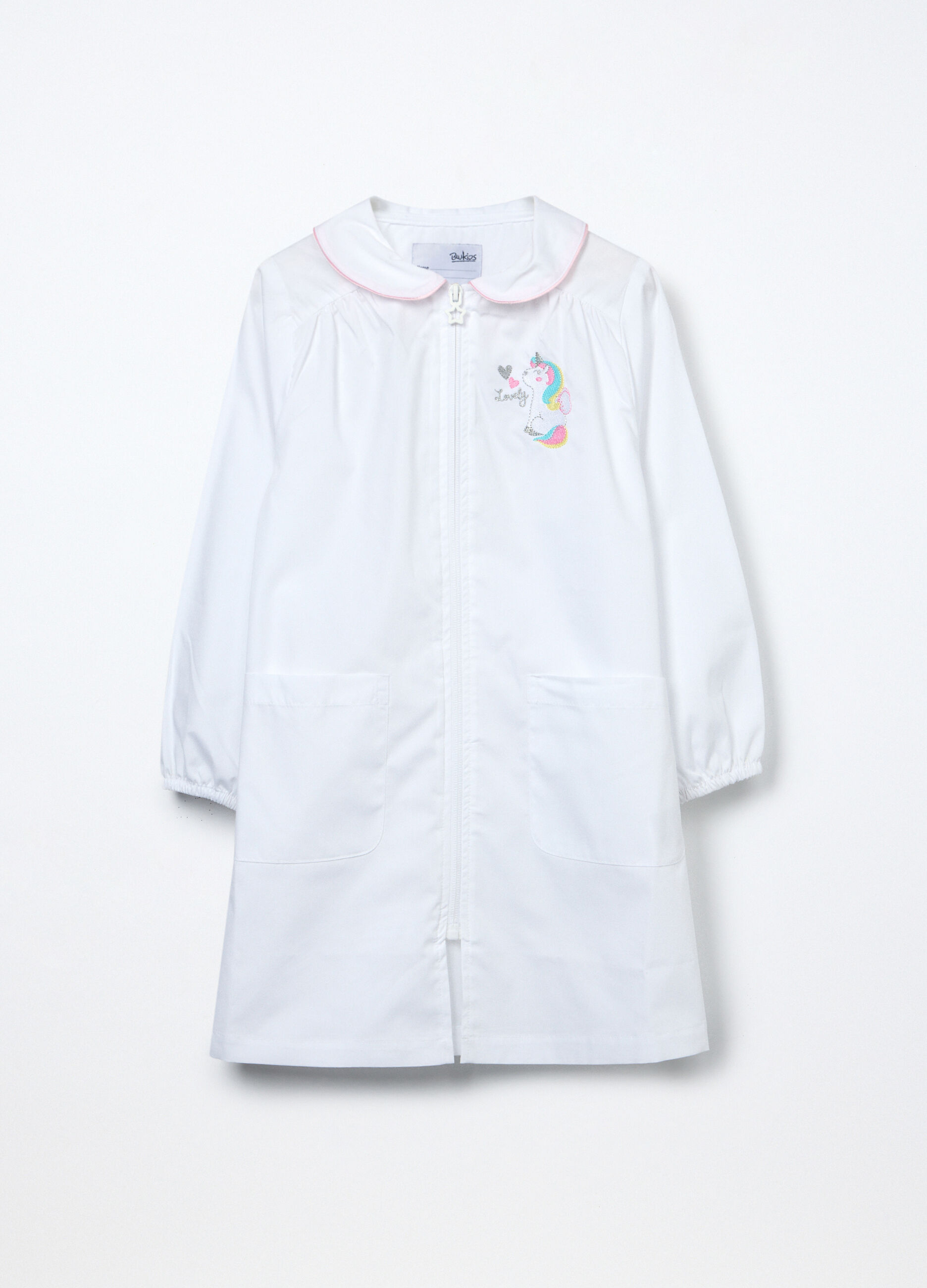 Grembiule full zip con ricamo bambina_0