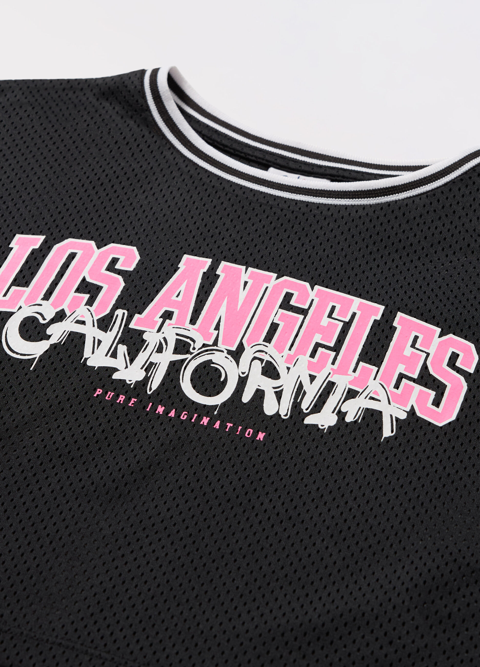 T-shirt mesh con stampa ragazza_1