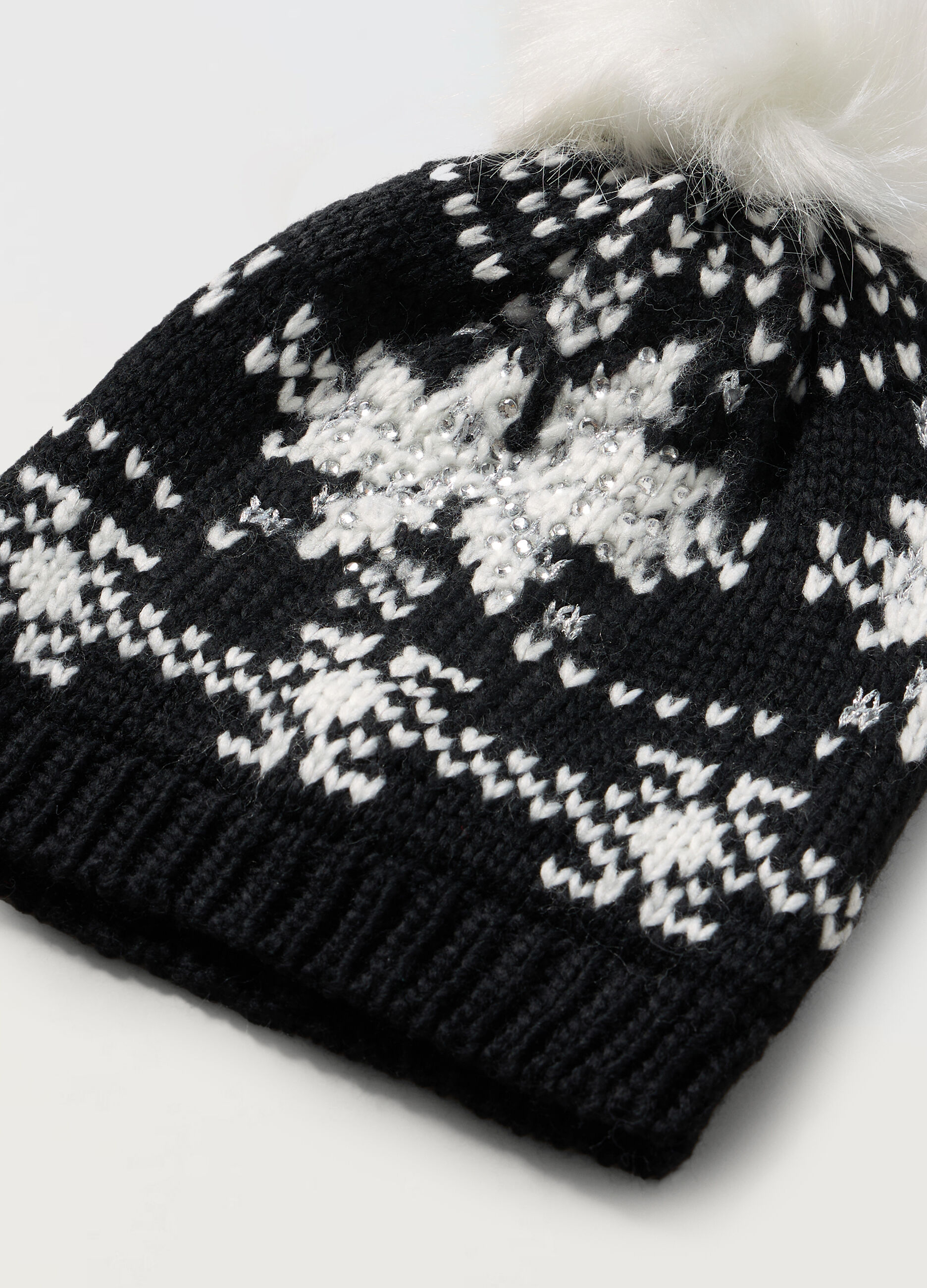 Berretto tricot con strass donna_1