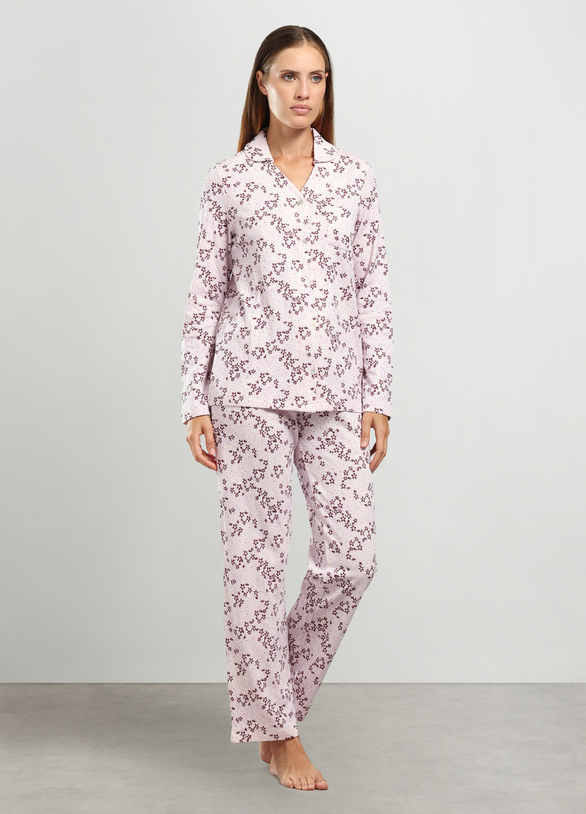 Set pigiama lungo in puro cotone donna_0
