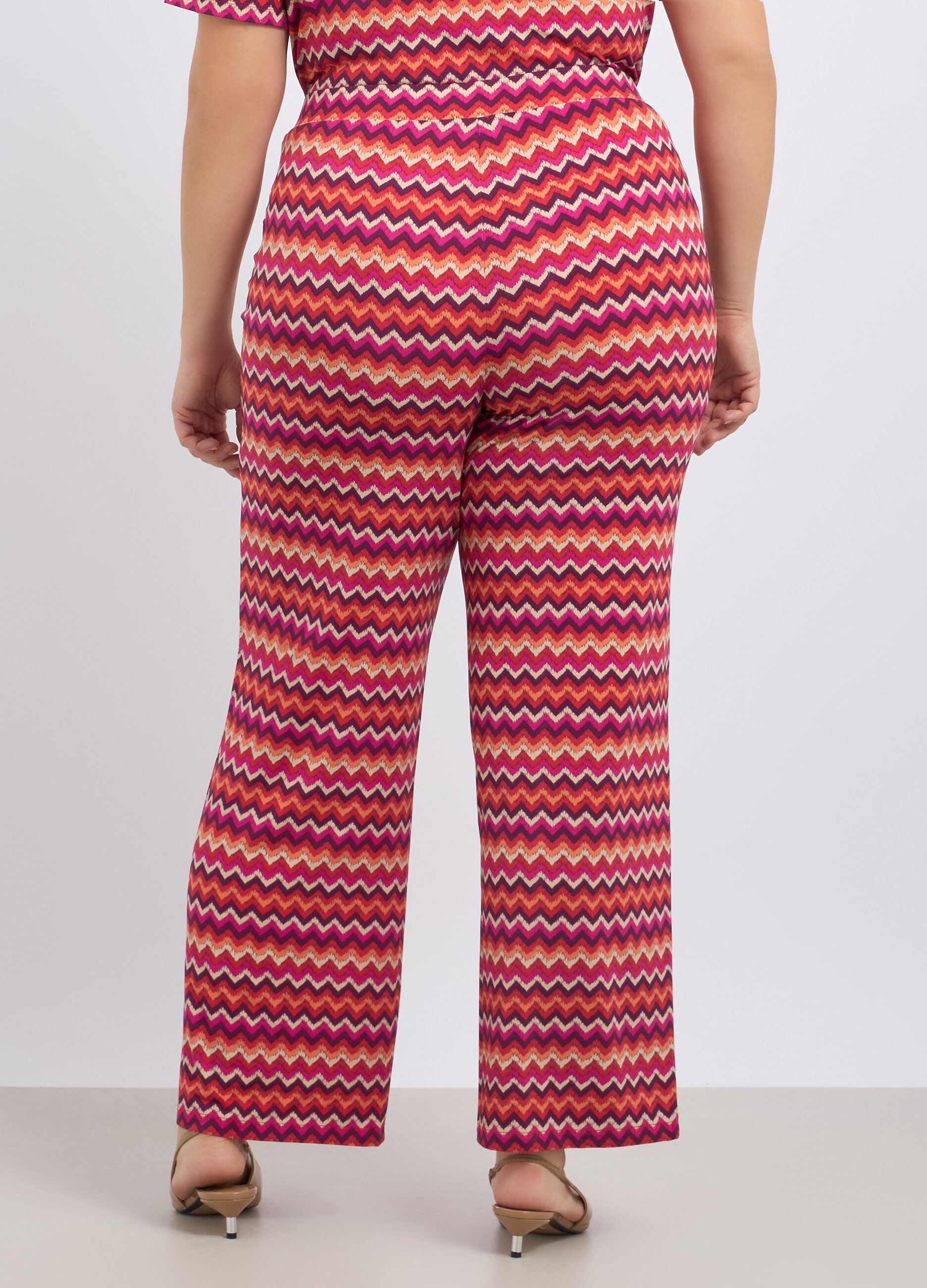 Pantaloni stretch con stampa all over donna curvy_1