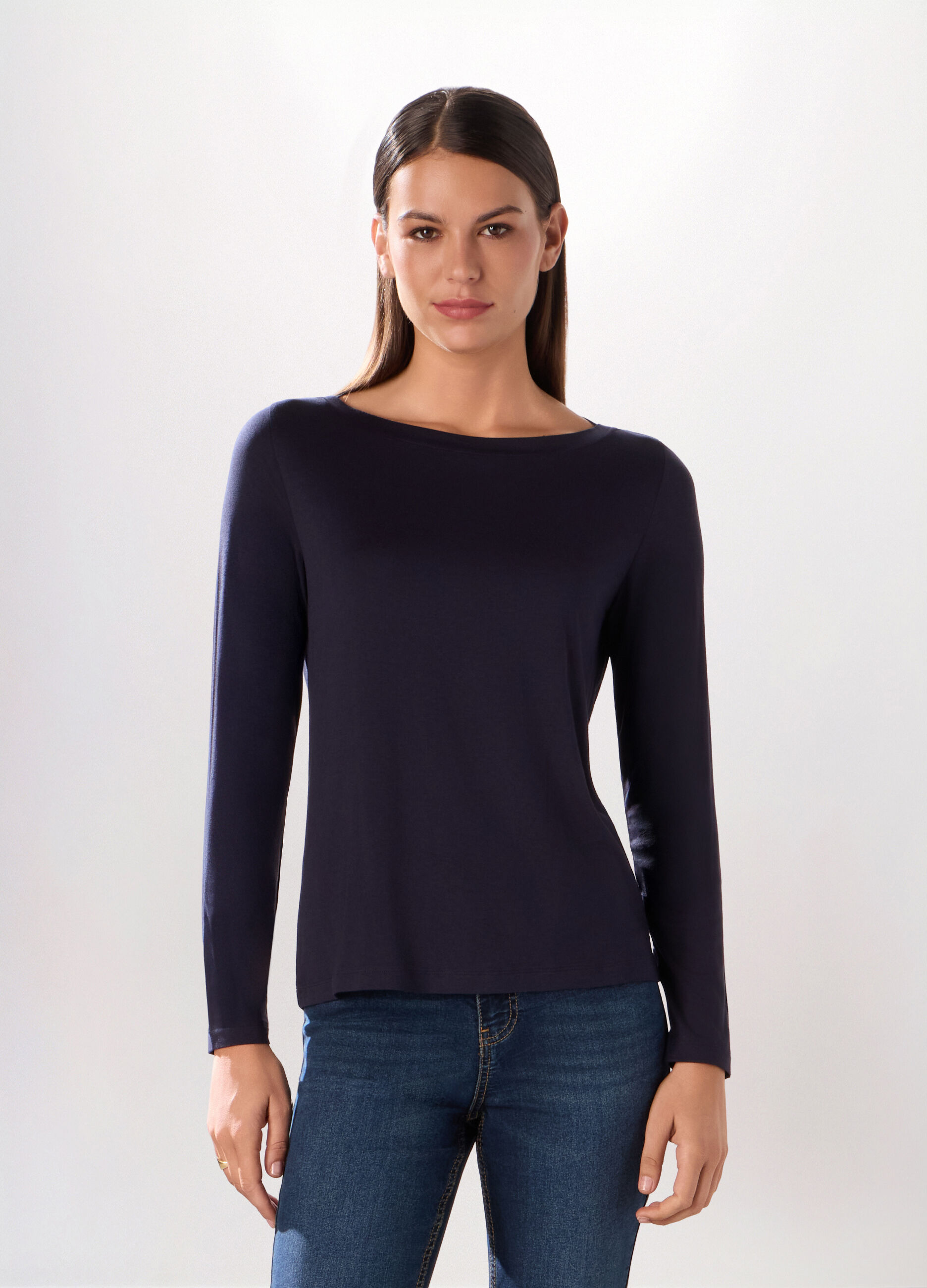 T-shirt in jersey di viscosa stretch donna_0