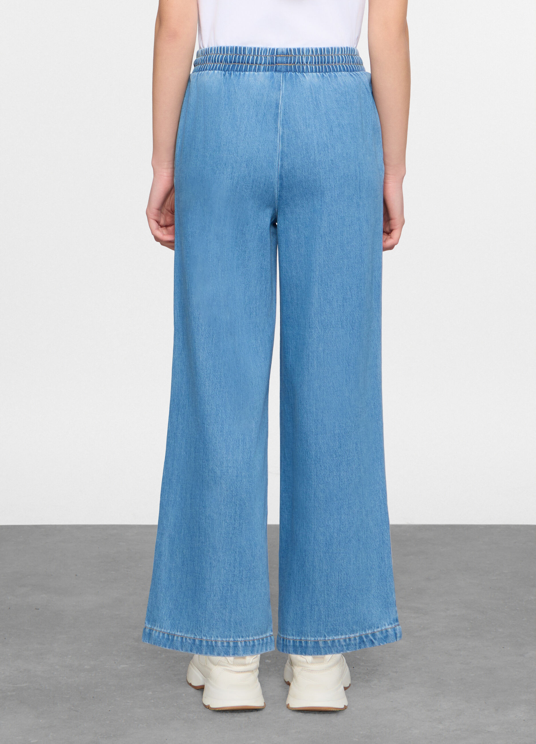 Jogger fit culotte in misto denim misto lyocell donna_2