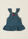 Salopette blu denim in puro cotone da neonata_0