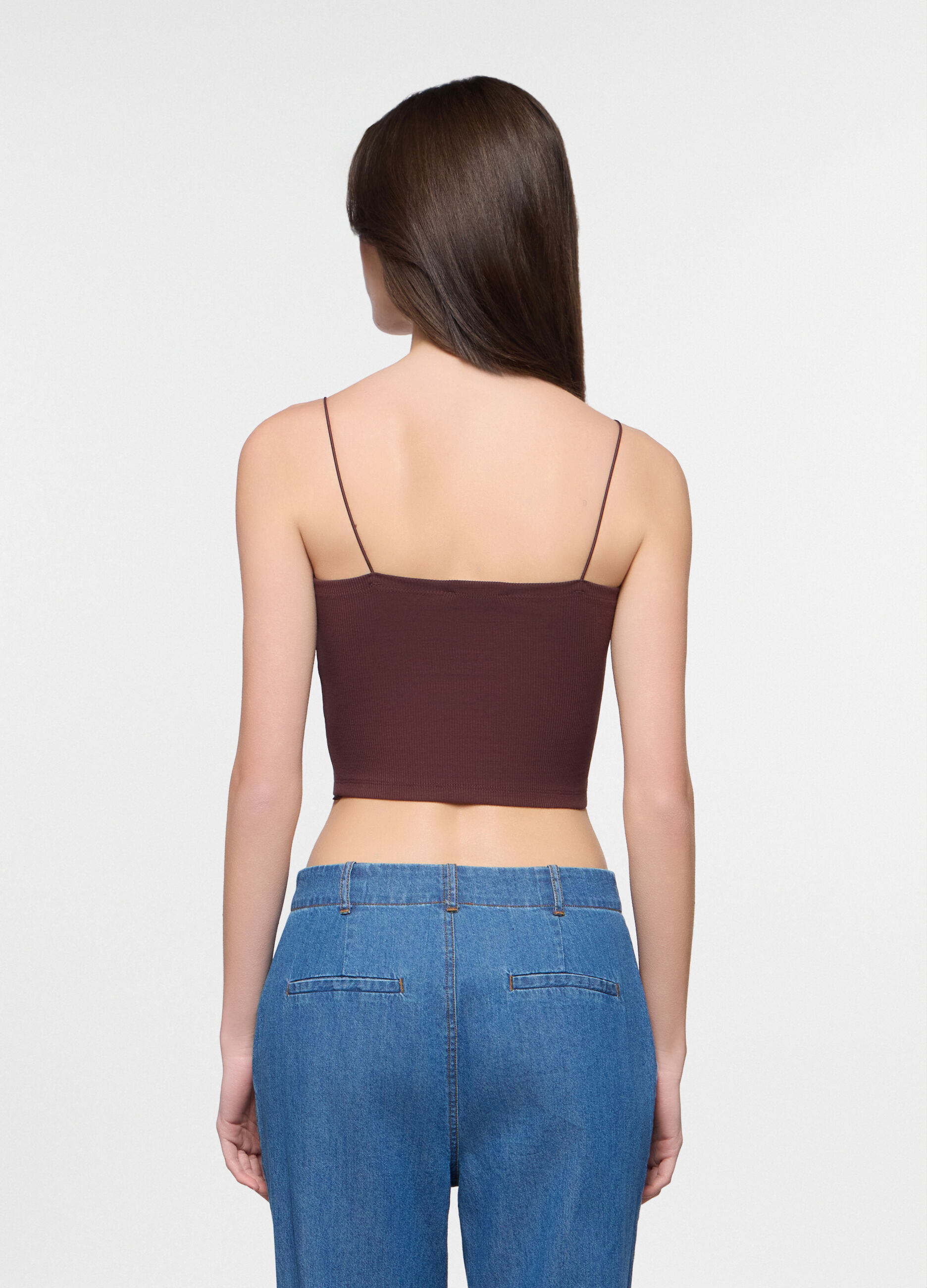 Canotta fitted in costina stretch donna_1