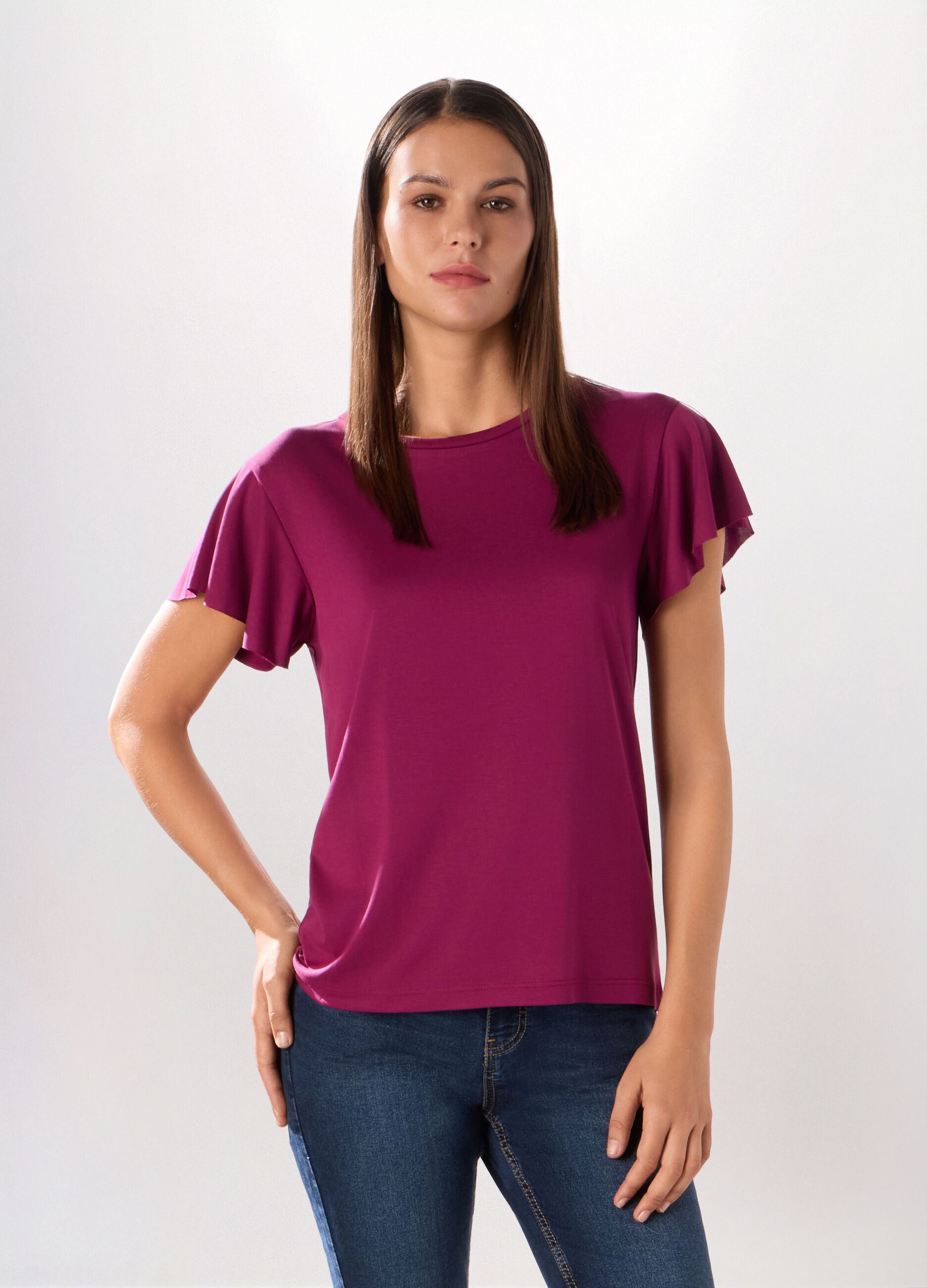 T-shirt in jersey di misto modal donna_0