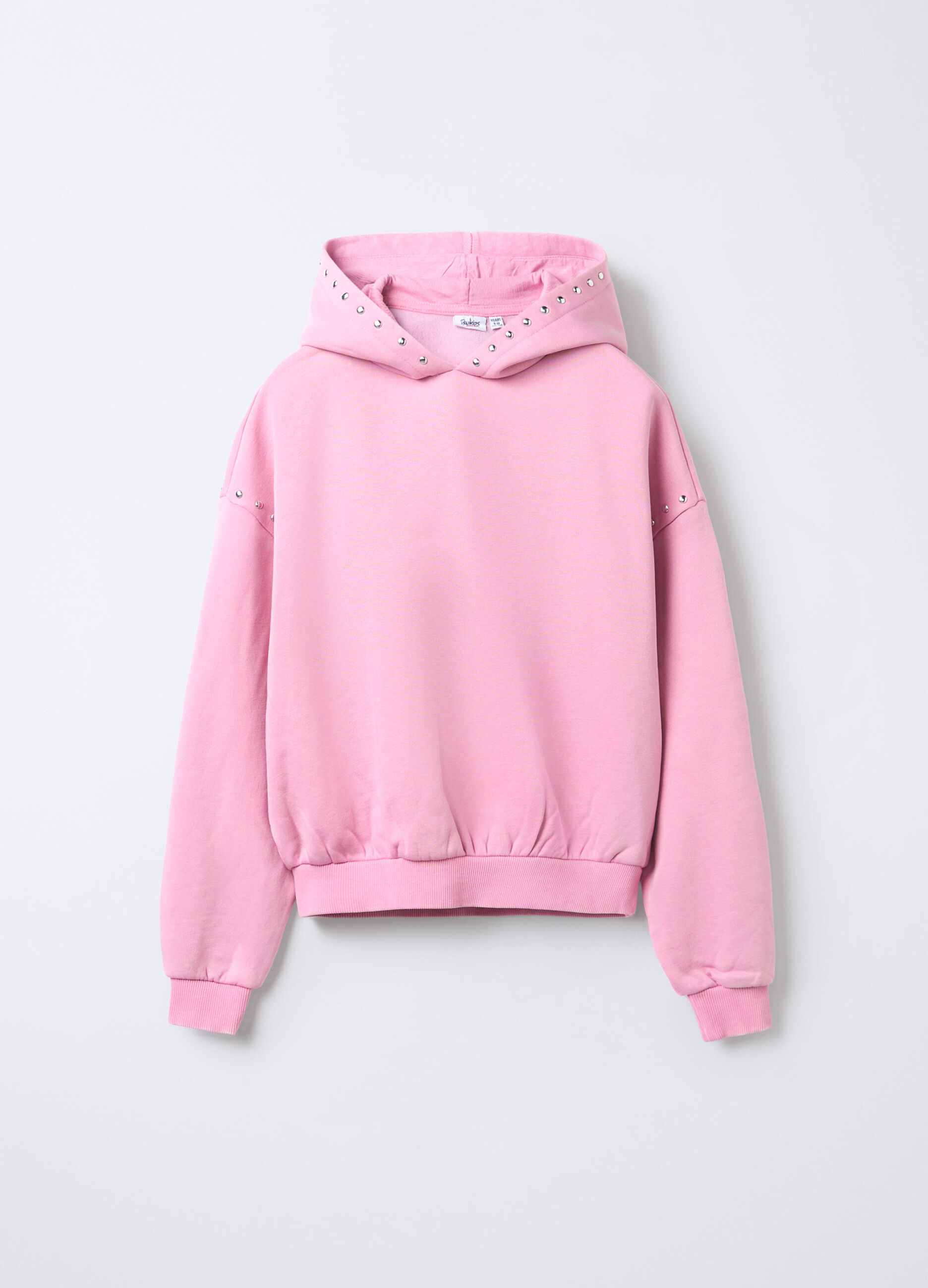 Felpa in misto cotone garzato Fit Over con cappuccio ragazza_0
