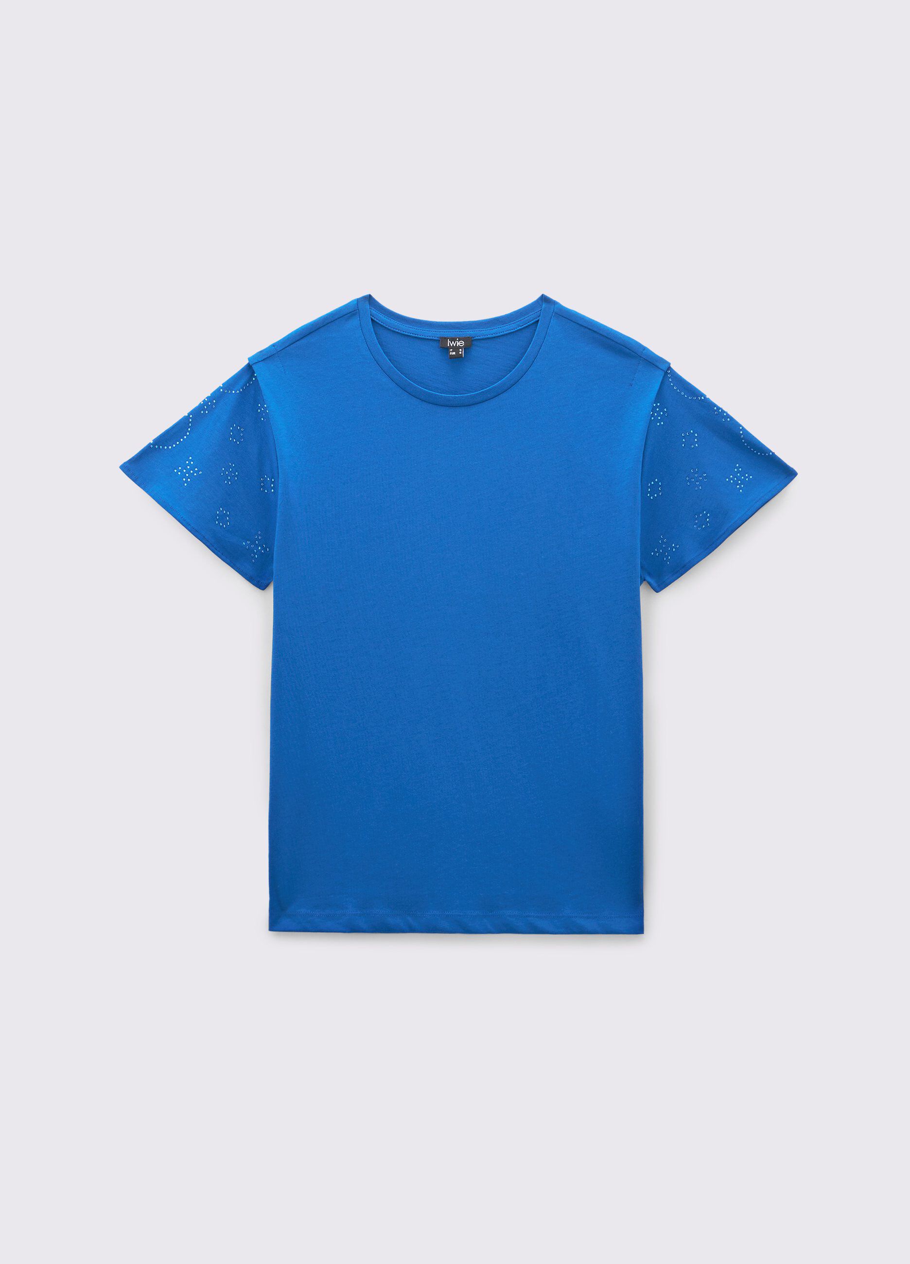 T-shirt in puro cotone con strass donna_0
