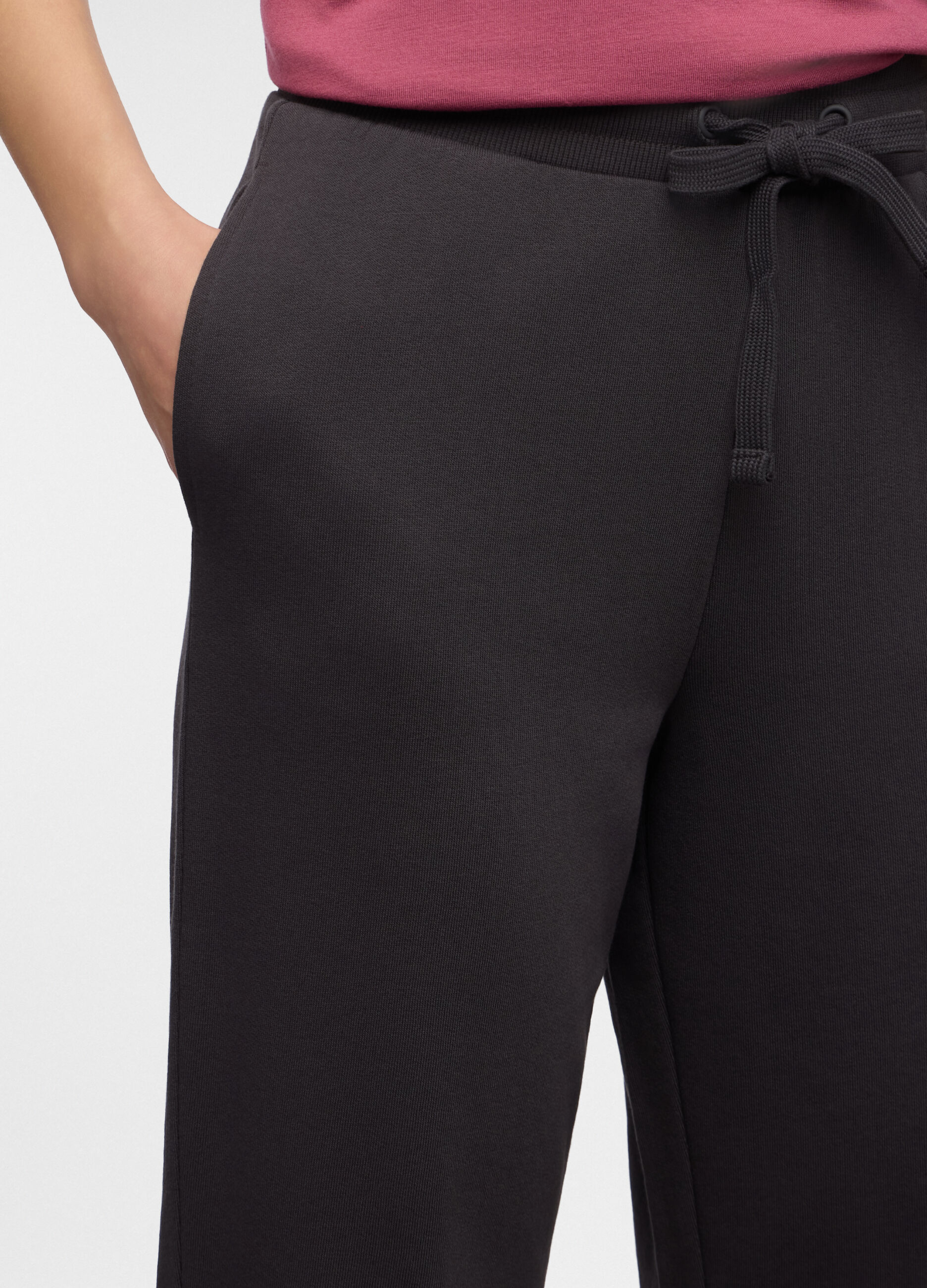 Jogger wide leg in french terry misto cotone donna_2
