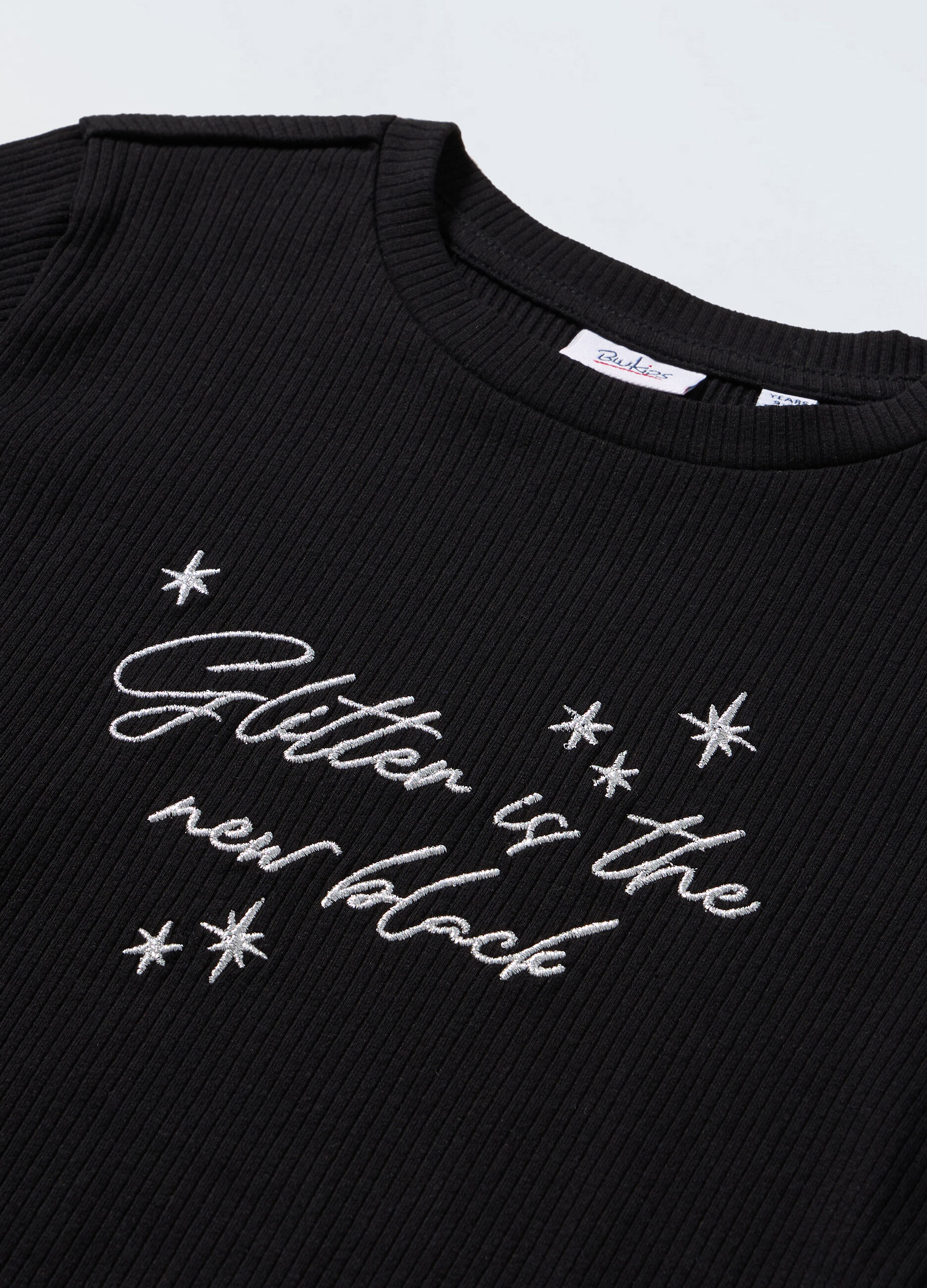 T-shirt in costina di cotone stretch ragazza_1