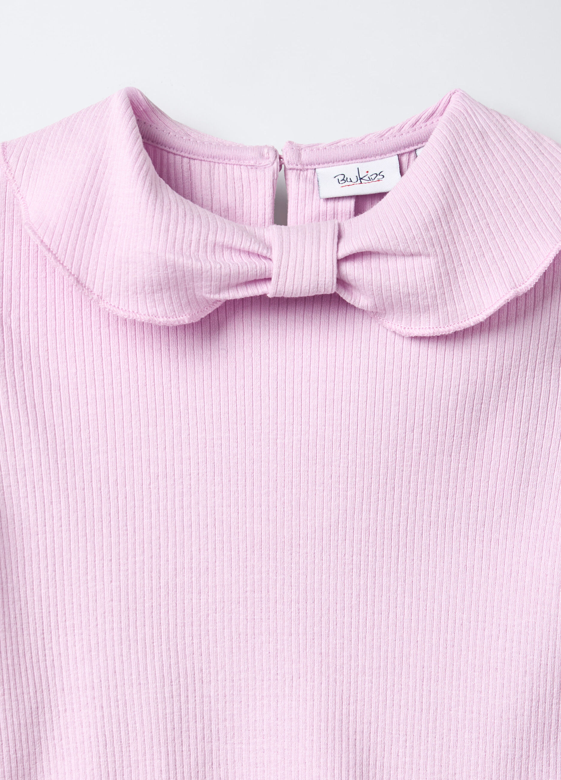 T-shirt in costina di cotone stretch Slim Fit bimba_2