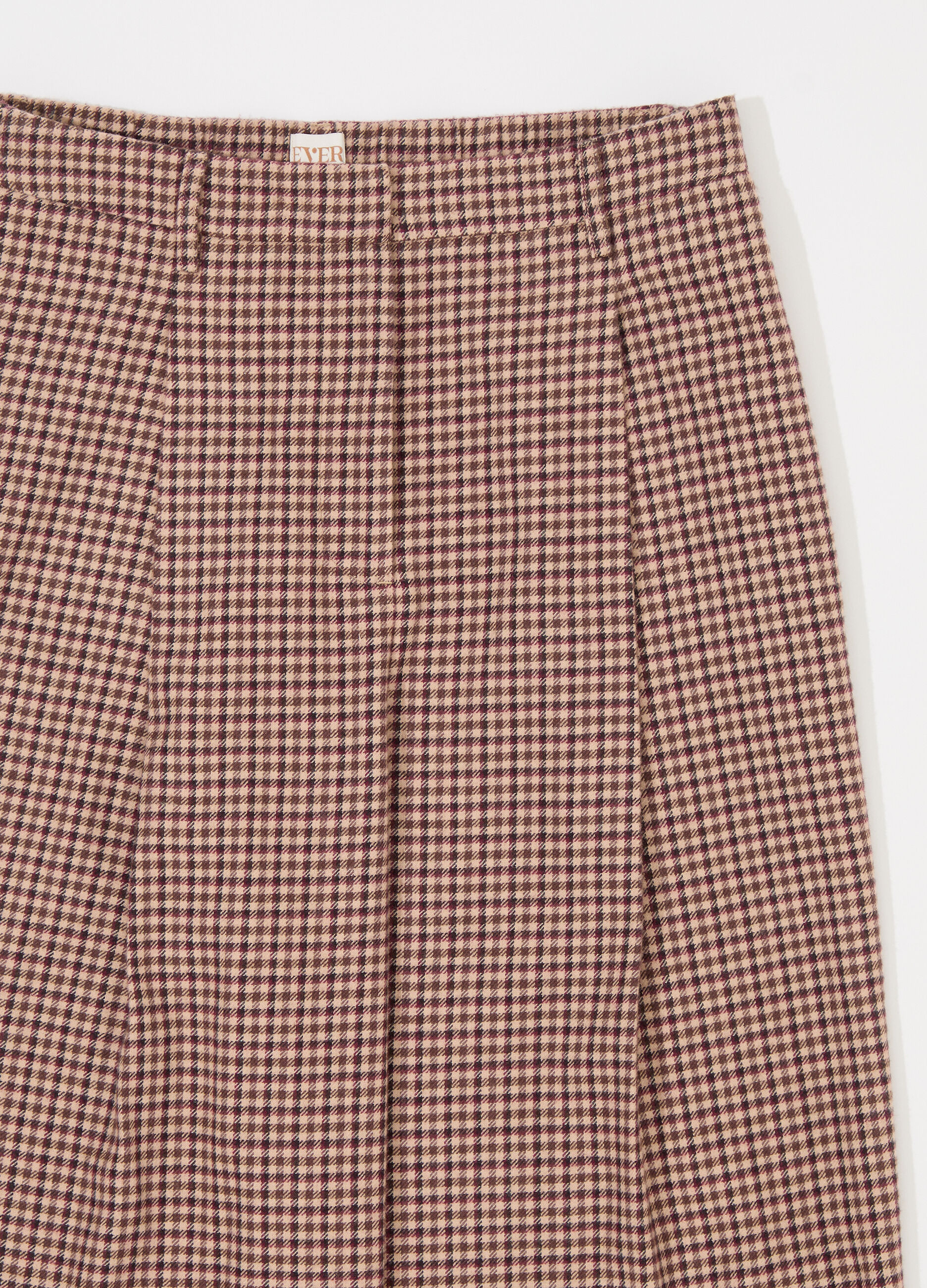 Pantalone palazzo a quadri in misto lana donna_6