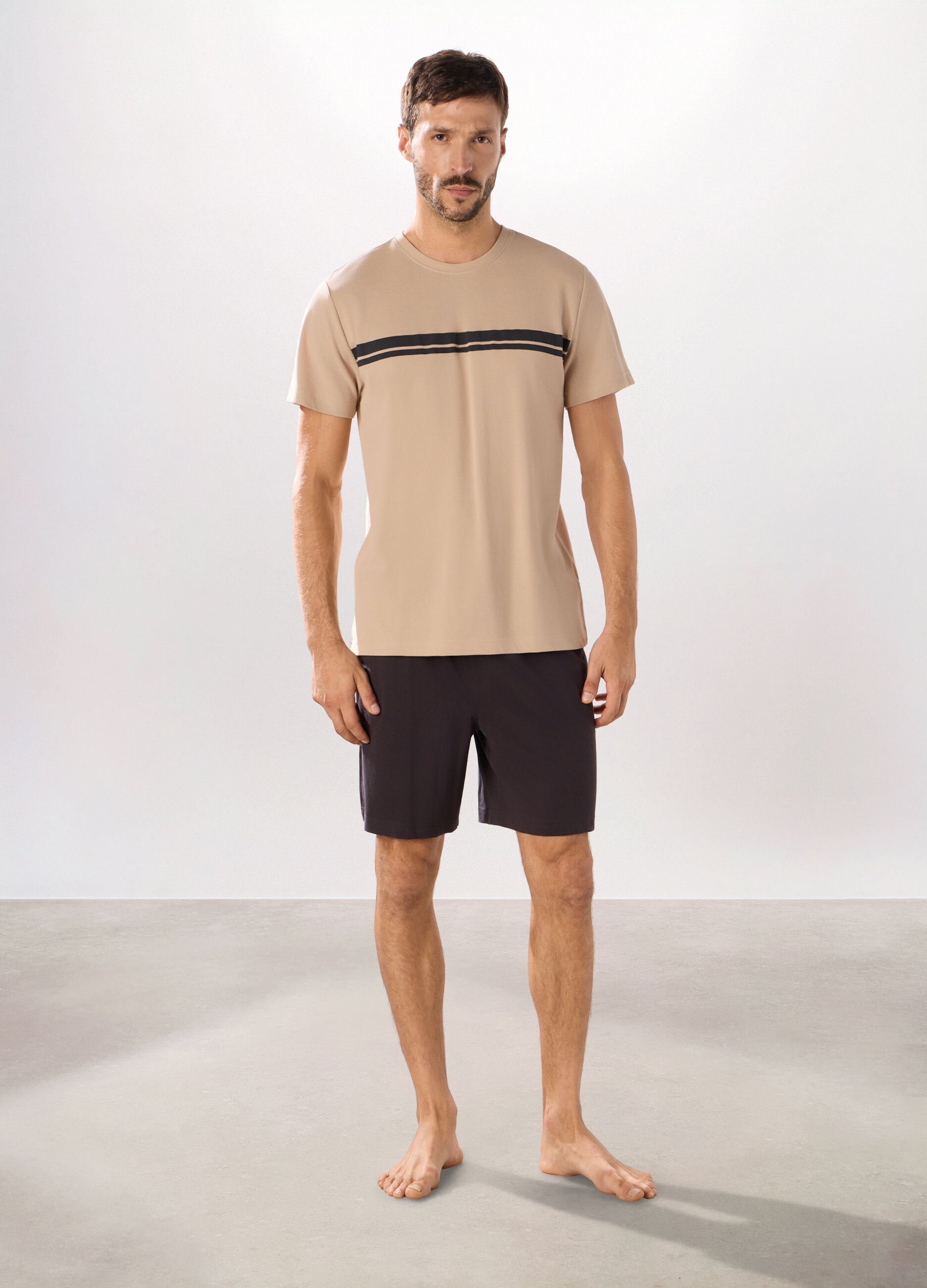 Pigiama corto in piquet di cotone uomo_0