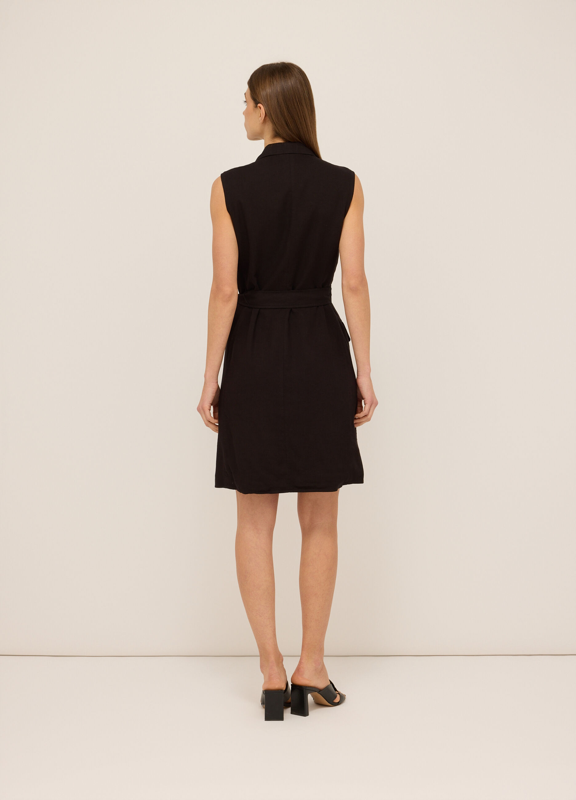 Abito corto misto lino donna_1