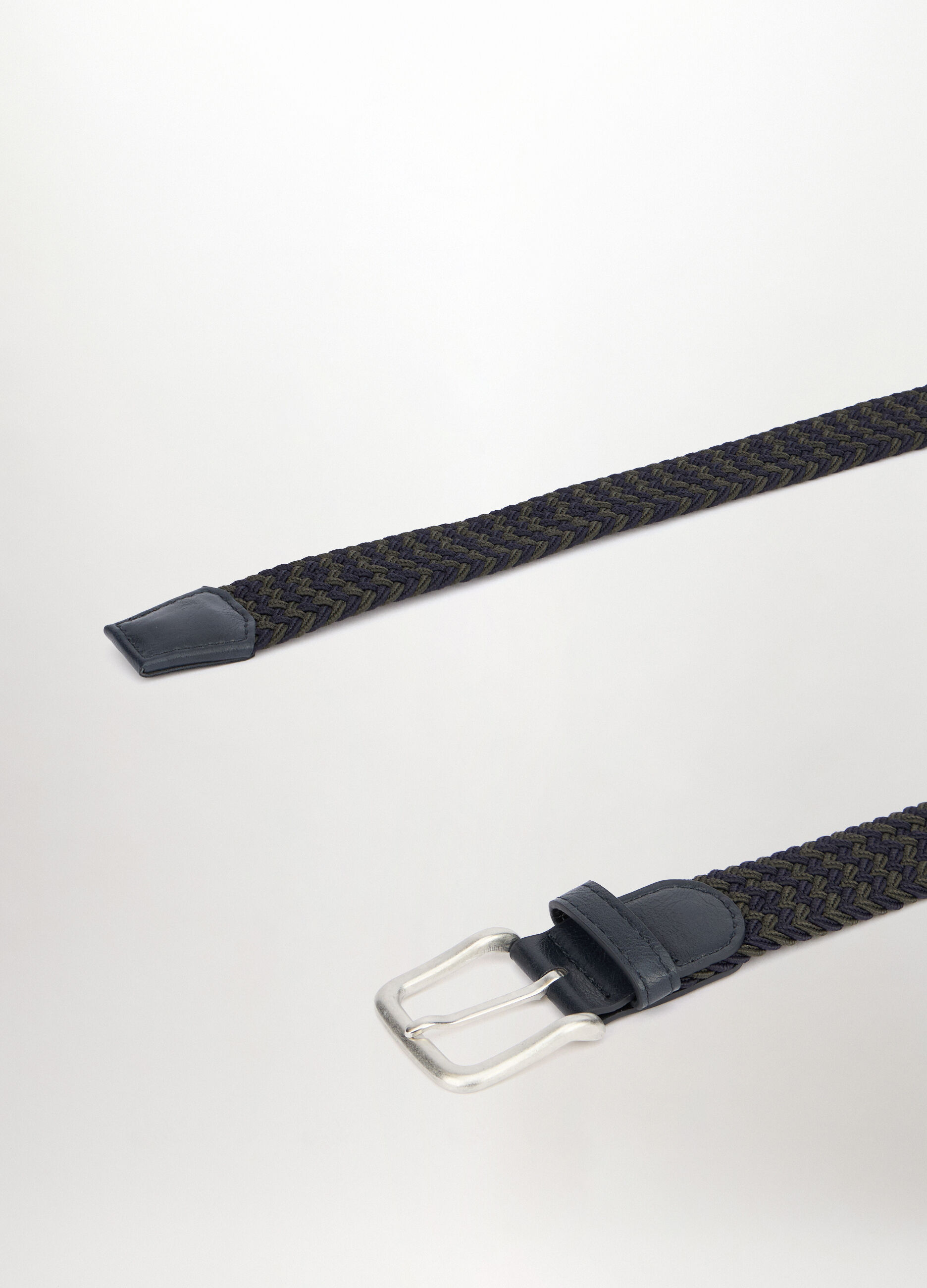 Cintura bicolor intrecciata con inserti in ECOpelle uomo_1