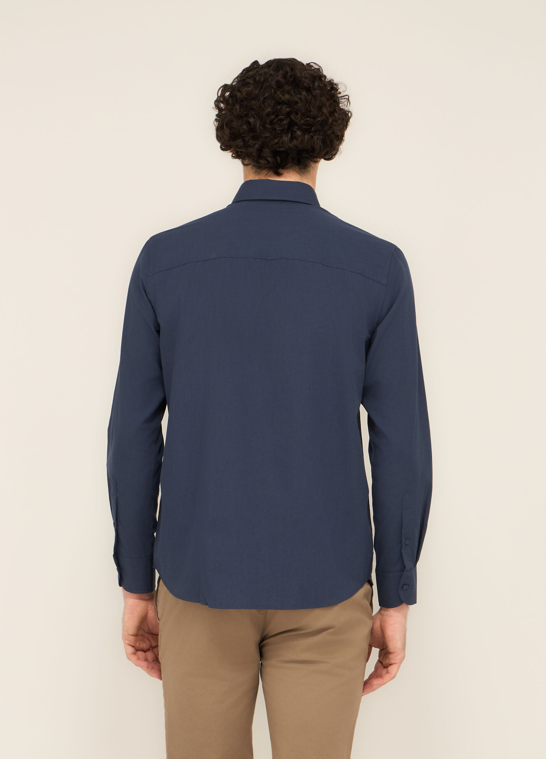 Camicia regular fit in misto cotone con micromotivo uomo_1