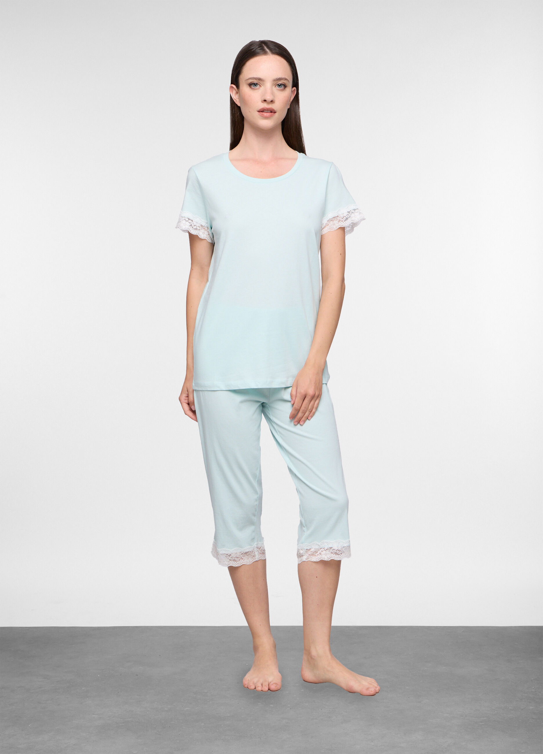 Set pigiama corto in jersey di puro cotone donna_0