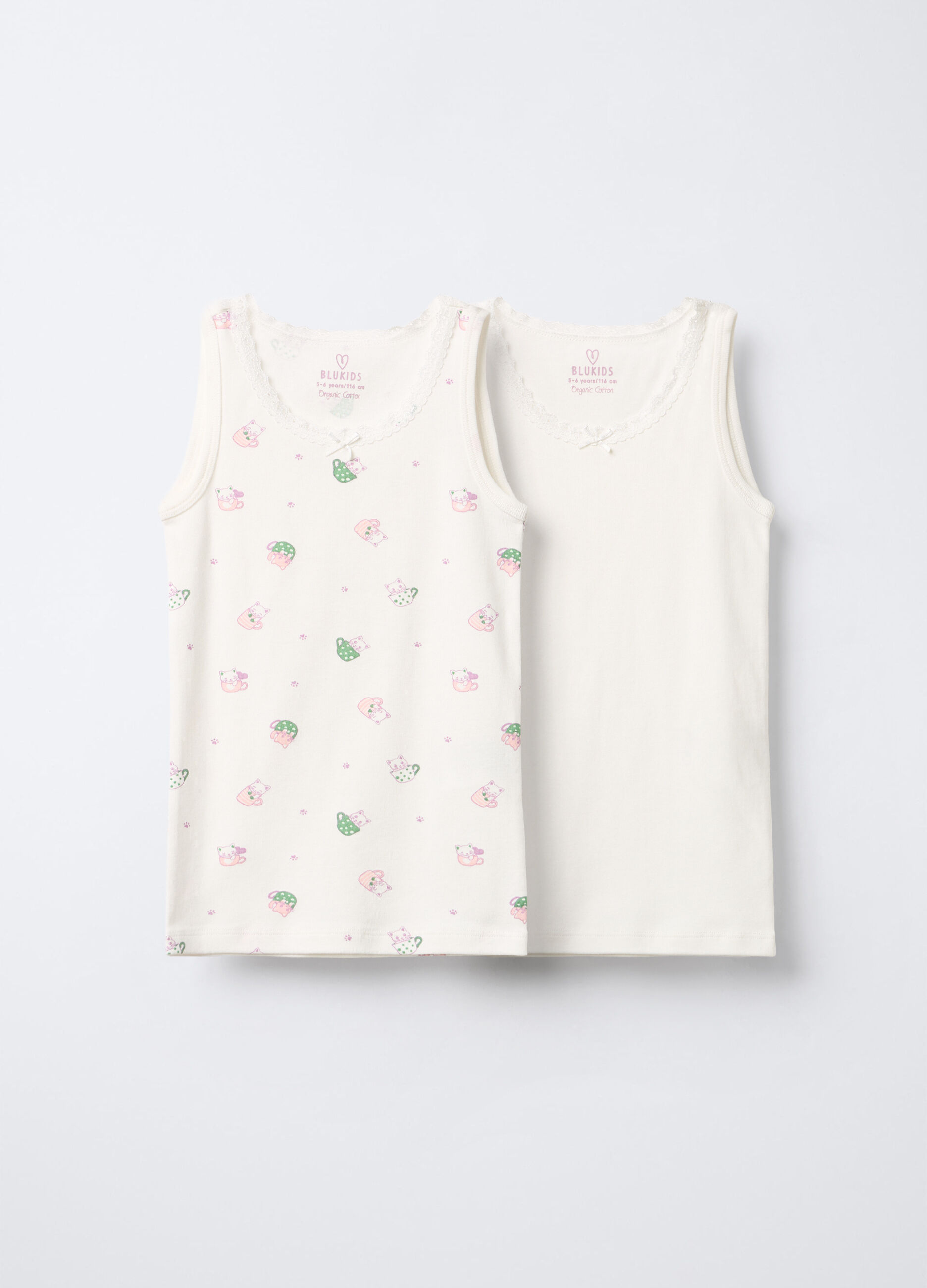 Pack 2 canotte in costina di puro cotone bambina_0