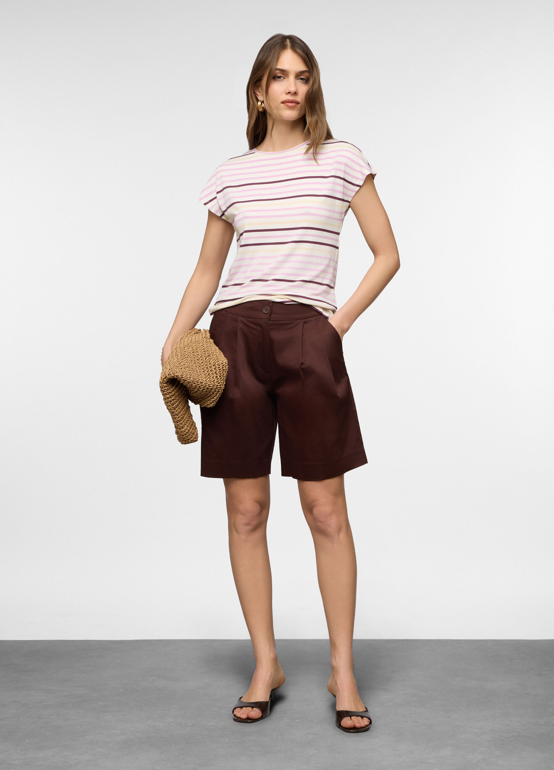 Bermuda Fit Regular satin di cotone stretch donna _0