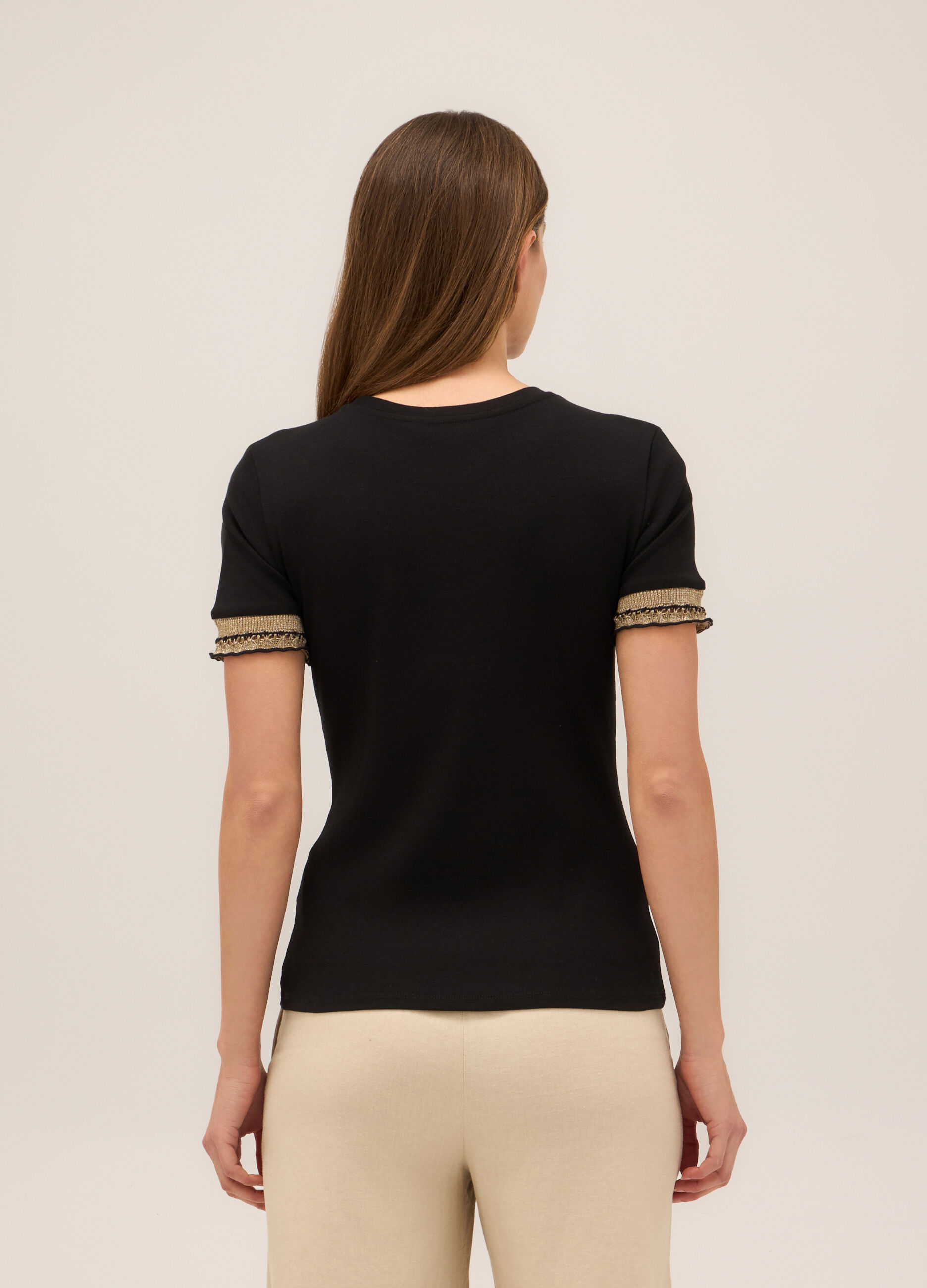 T-shirt in jersey di cotone stretch donna_1