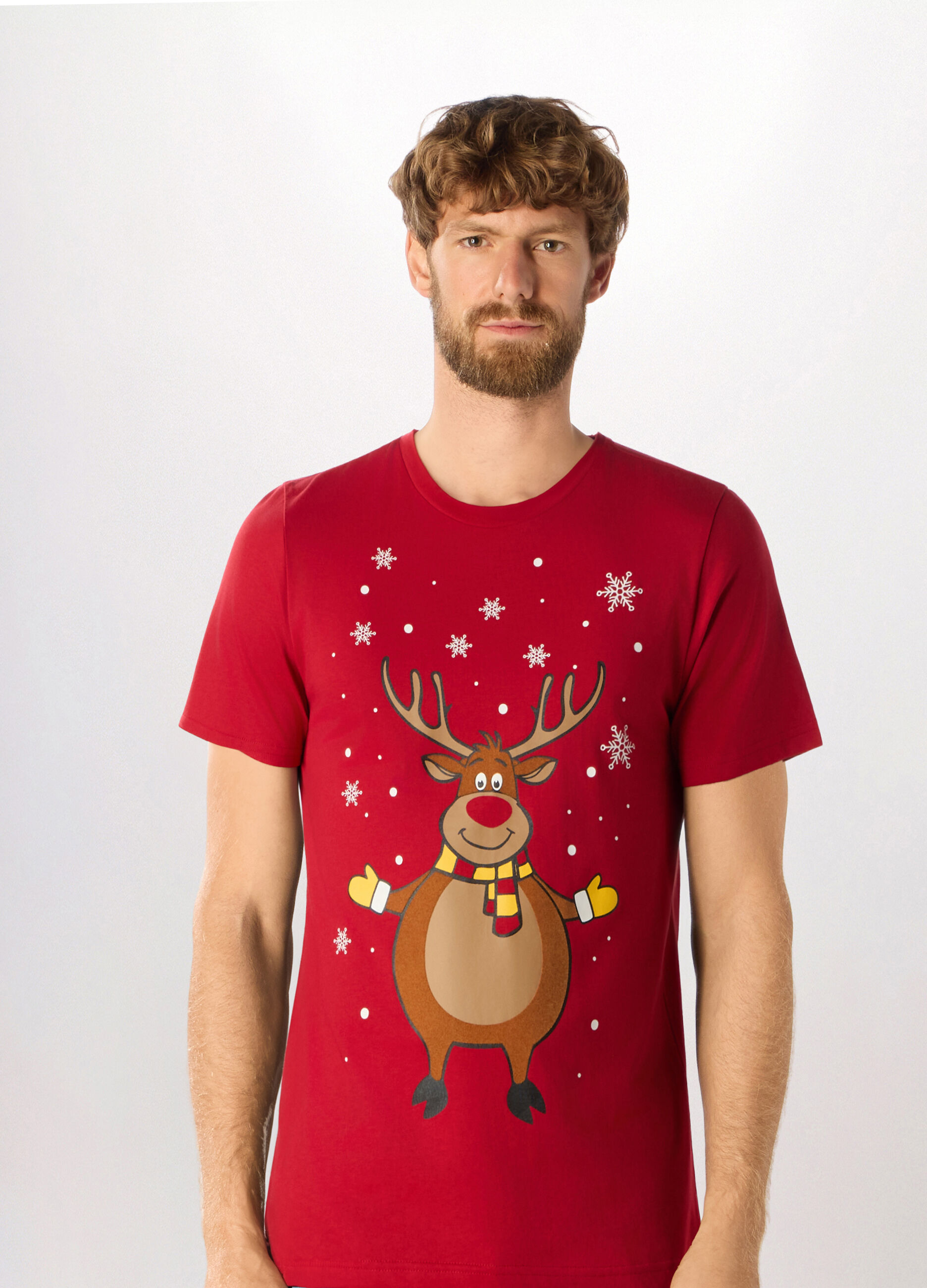 T-shirt girocollo con stampa Natale uomo_0