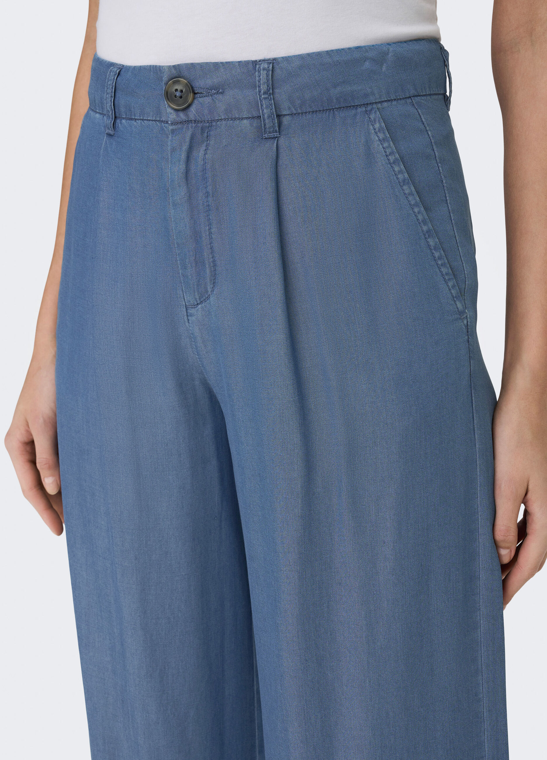 Pantaloni palazzo in puro cotone donna_3