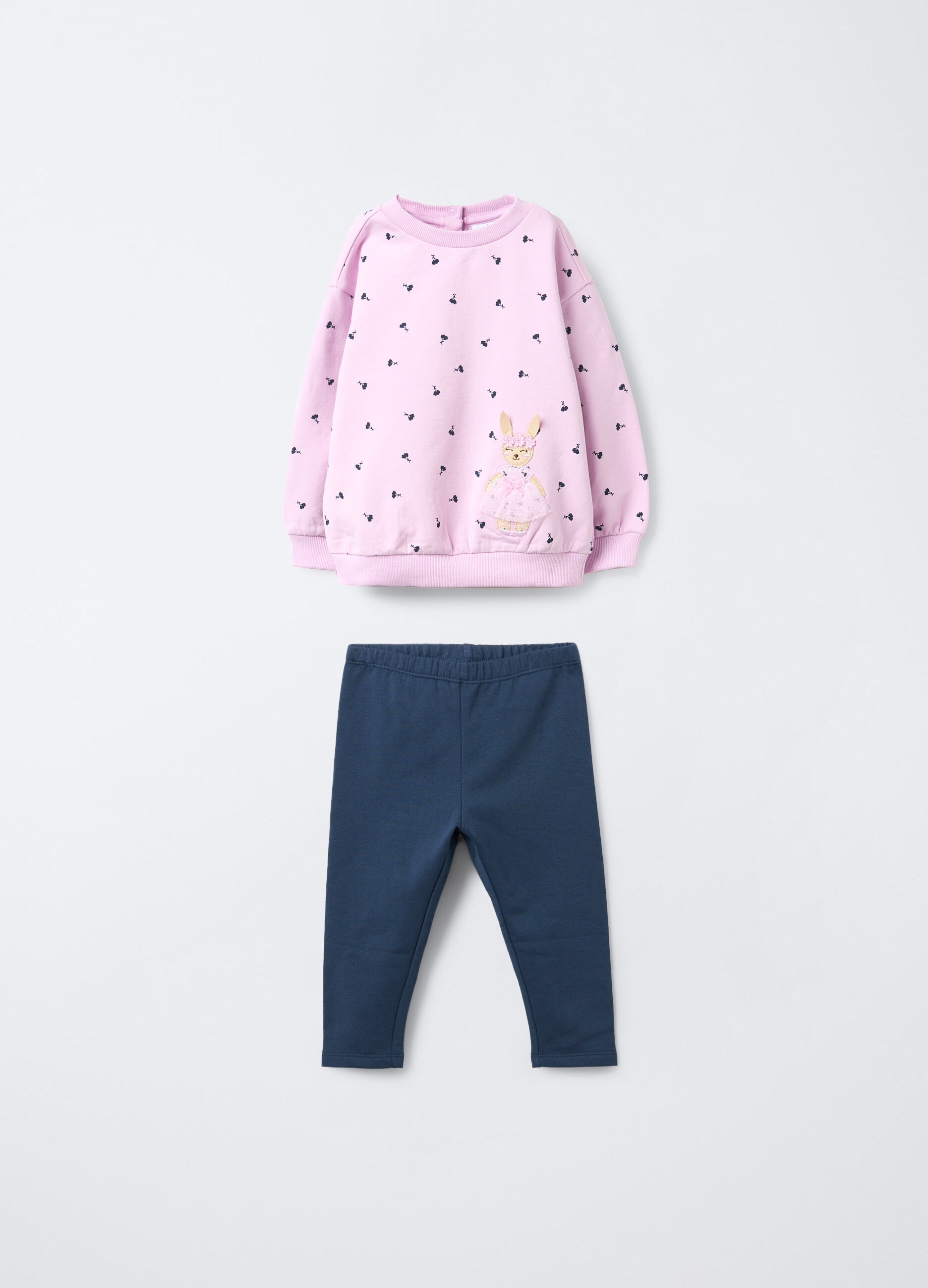 Jogging set in felpa di cotone stretch bimba_0