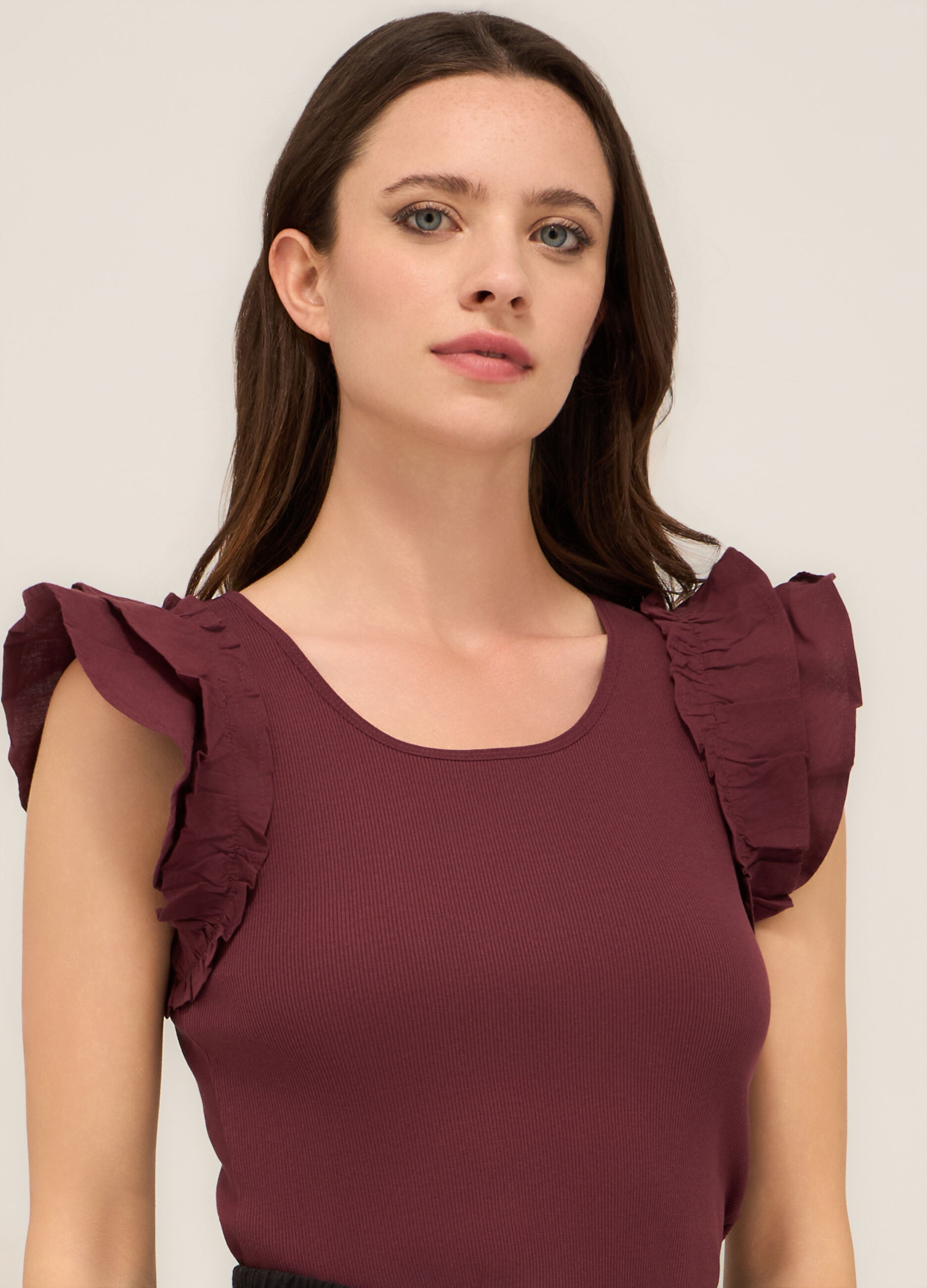 Canotta in costina di cotone stretch donna_2