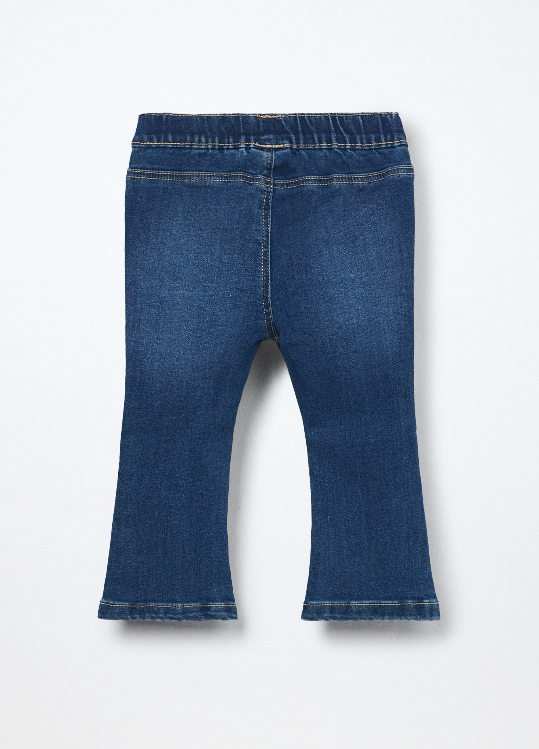Treggings flare fit in denim di misto cotone neonata_1
