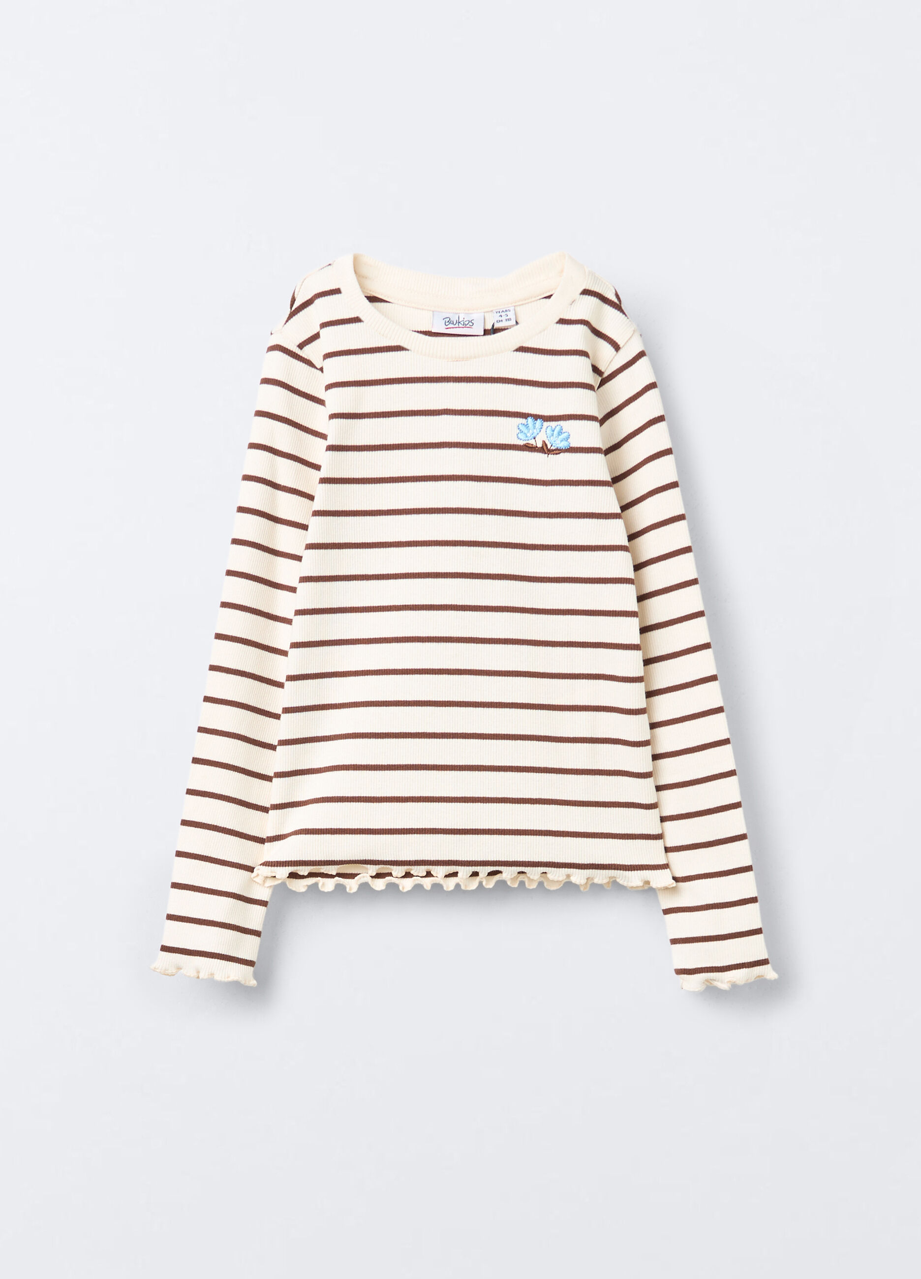 T-shirt girocollo in costina di cotone stretch bambina_0