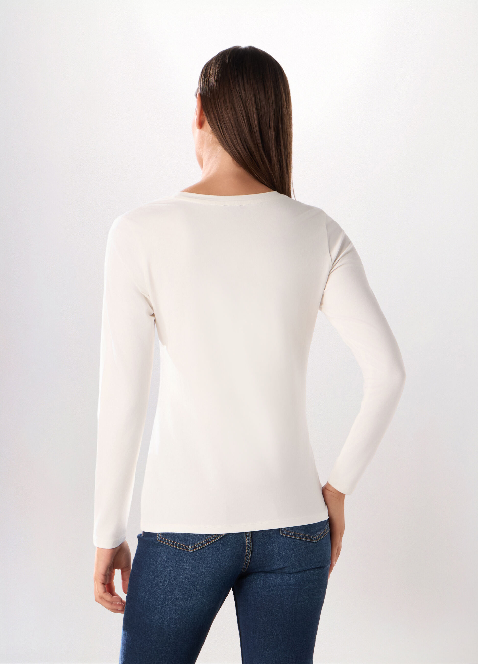 T-shirt in jersey di cotone stretch donna_1