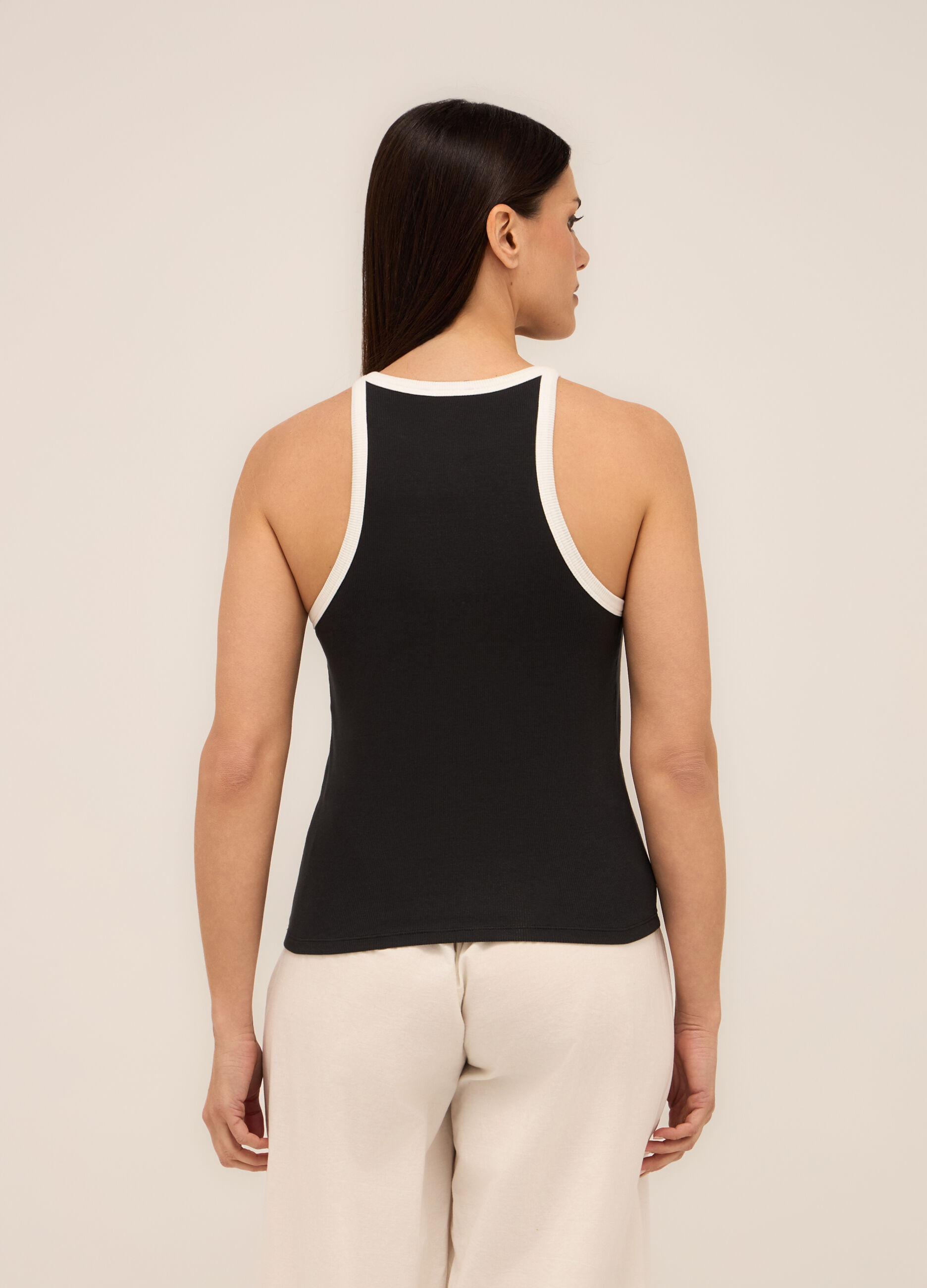 Canotta in costina di cotone stretch donna_1