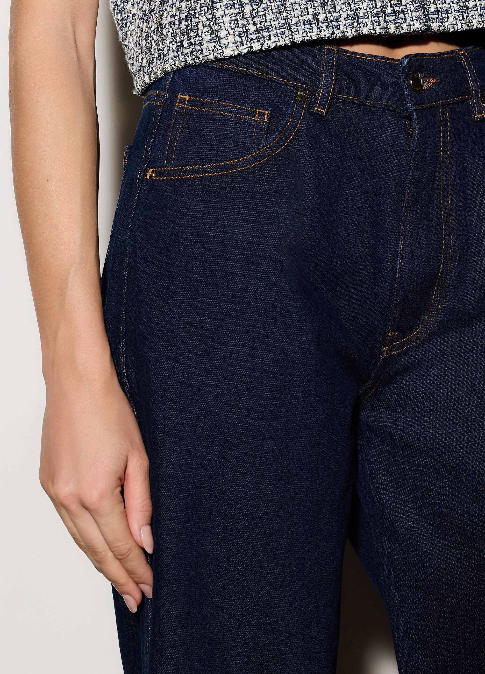 Pantaloni wide leg in denim donna_3