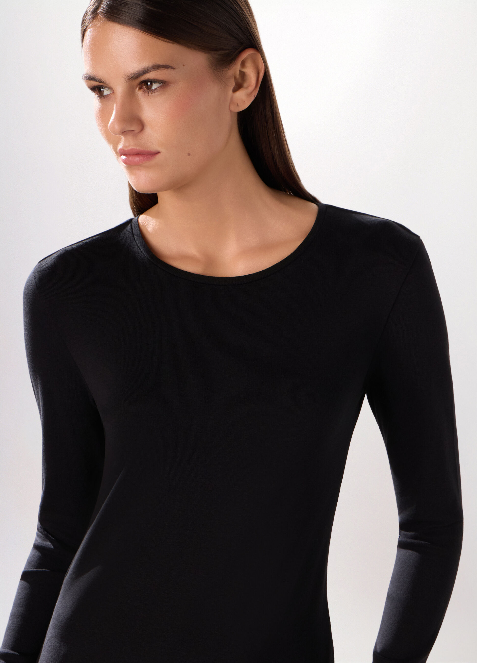 T-shirt in costina di puro cotone donna_2