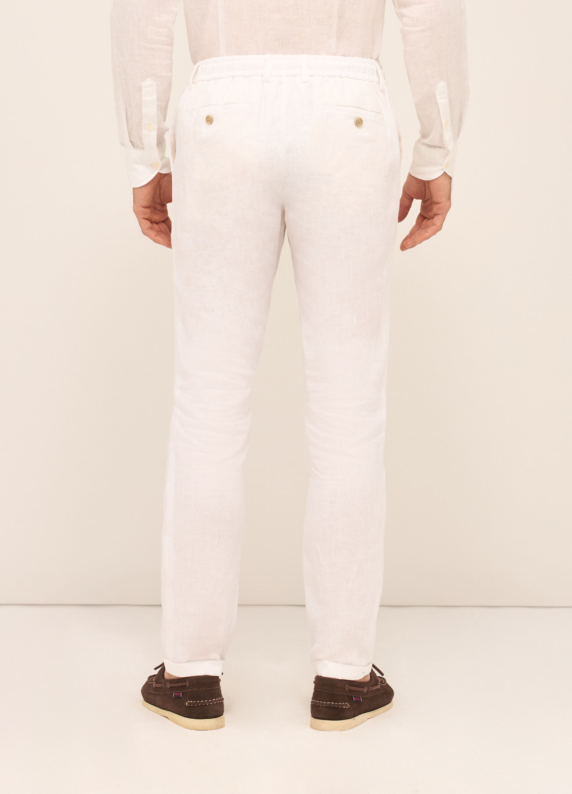 Pantaloni chino in puro lino uomo_1