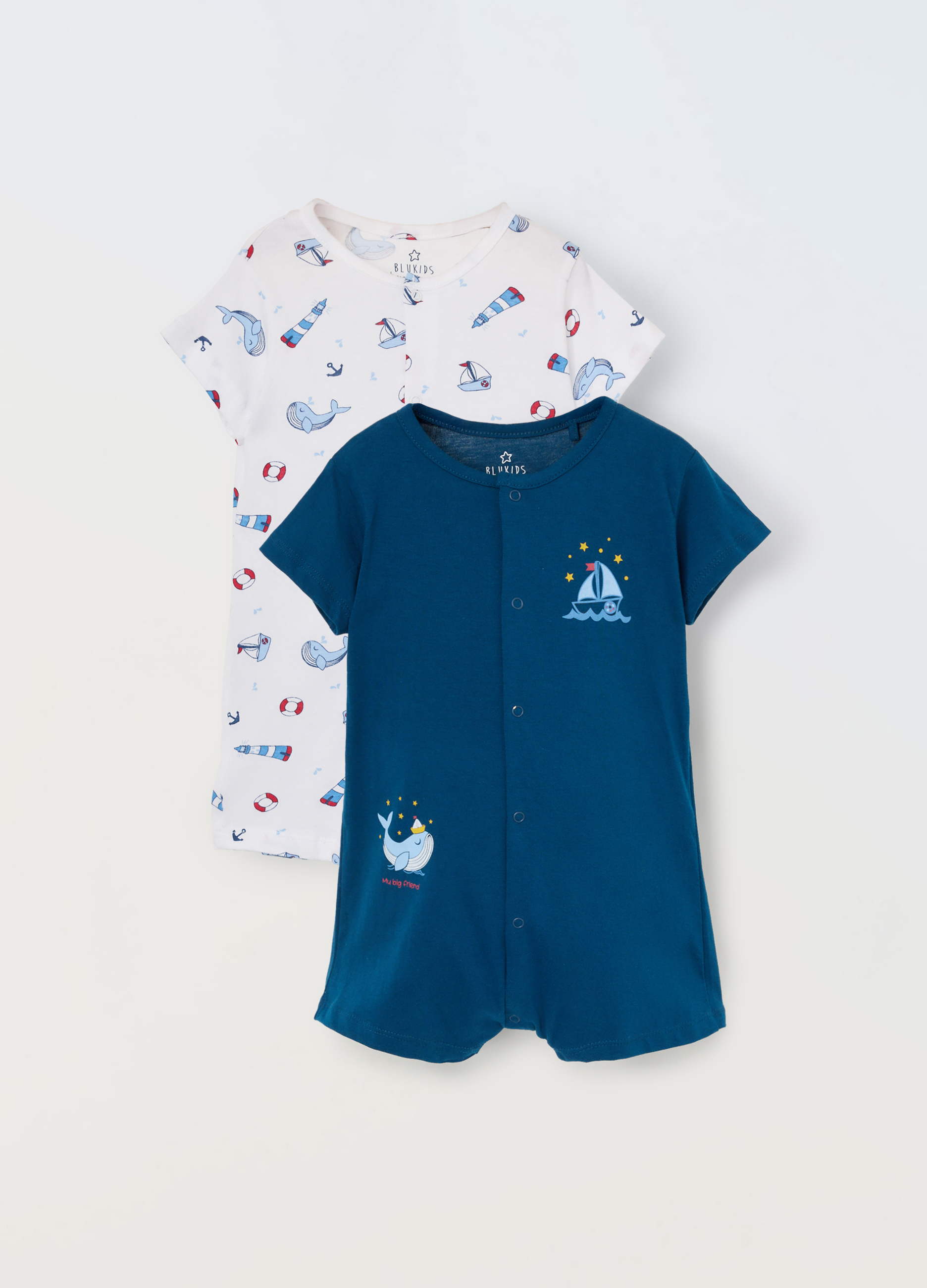 Blukids, Pack 2 Tutine In Puro Cotone Neonato, Blu Bluette, Taglia: 24-30