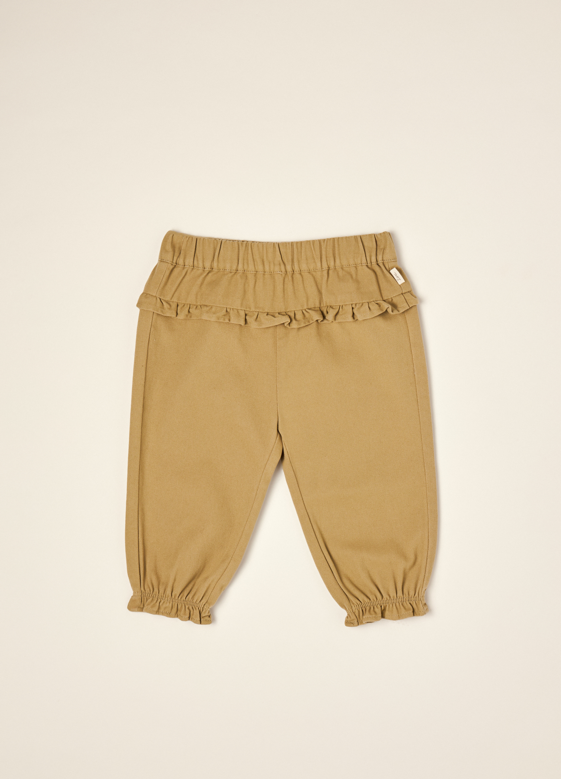 Blukids , Pantaloni Beige In Puro Cotone Con Volant, Neonata, Beige, Taglia: 6