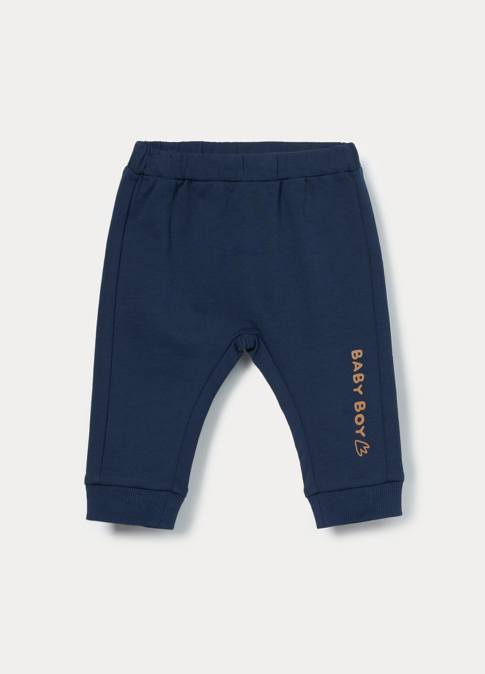 Blukids, Jogger In French Terry Di Puro Cotone Neonato, Blu scuro, Taglia: 6-9