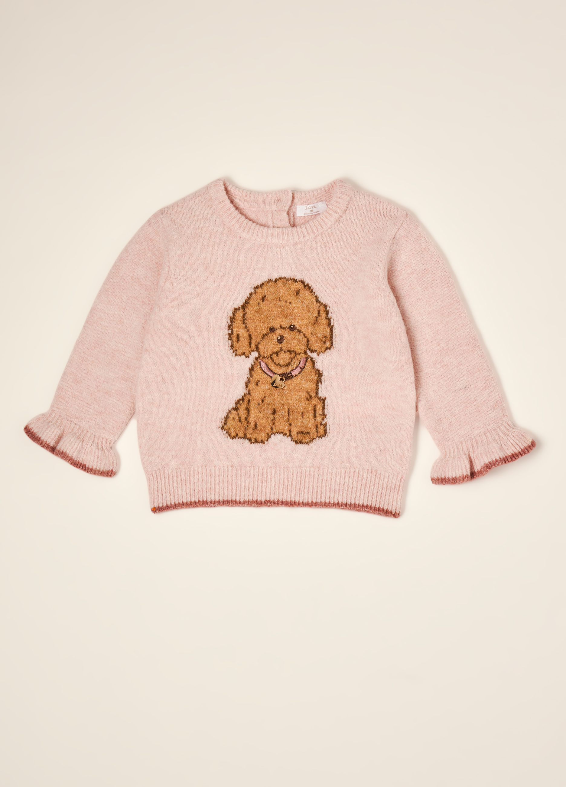 Blukids , Maglia Rosa In Lana Elasticizzato Con Girocollo, Neonata, Rosa, Taglia: 12